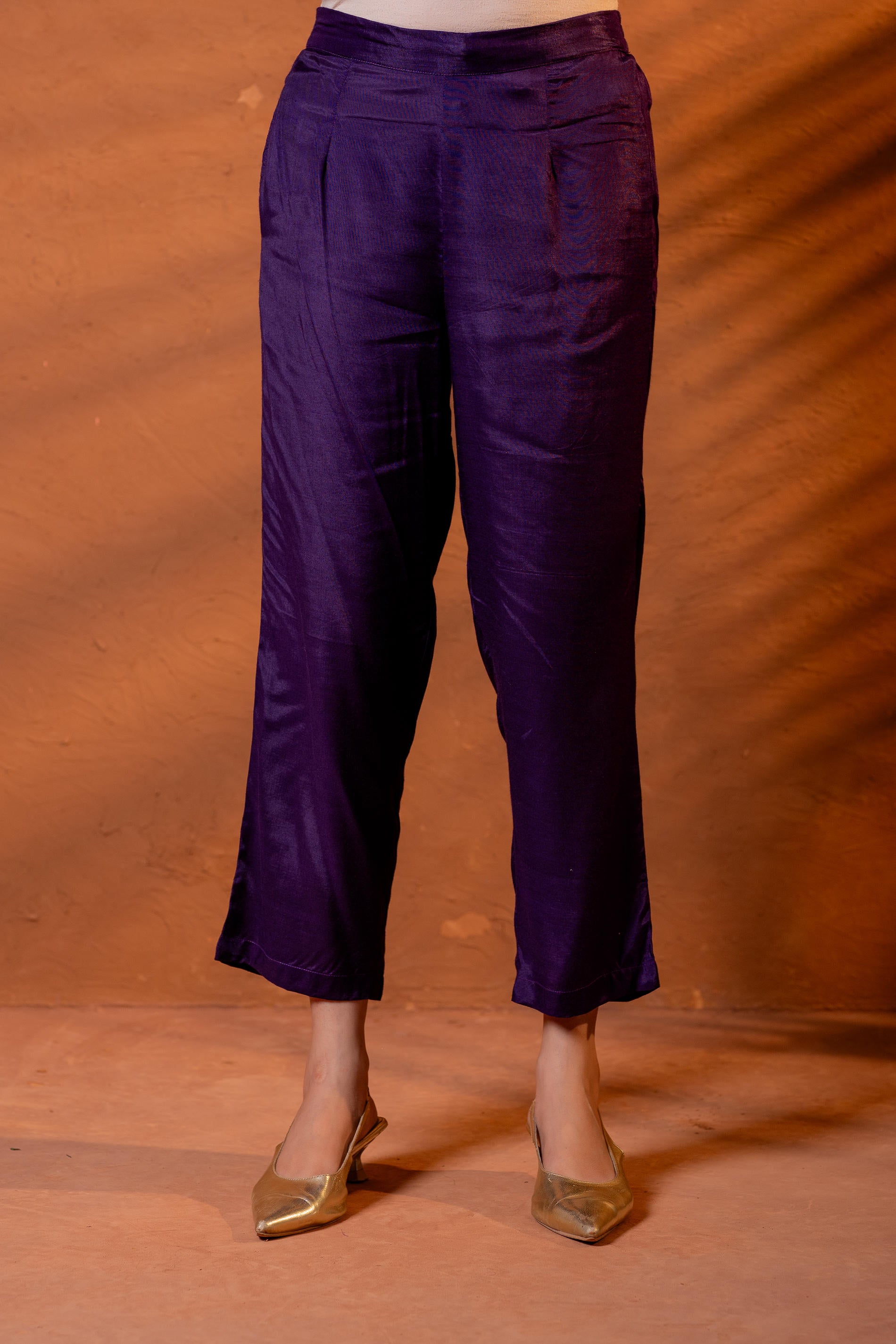 Purple Manmade Fiber Flared Kurta Pant And Dupatta Set with Zari, Mirror, Thread & Sequin Work