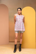 Women's Onion Pink Striped Cotton Top with Thread Work