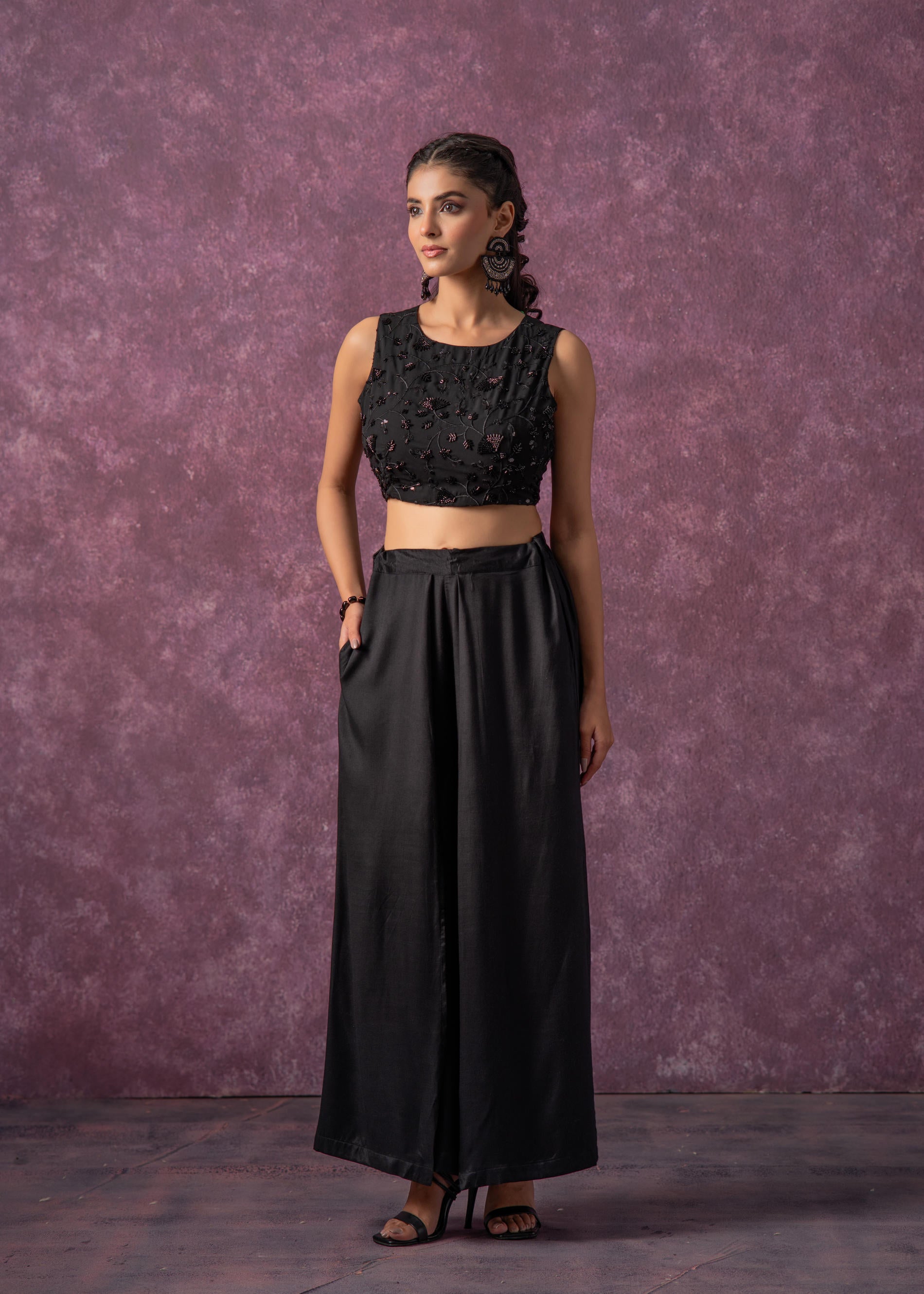Midnight Muse Embellished Crop Top