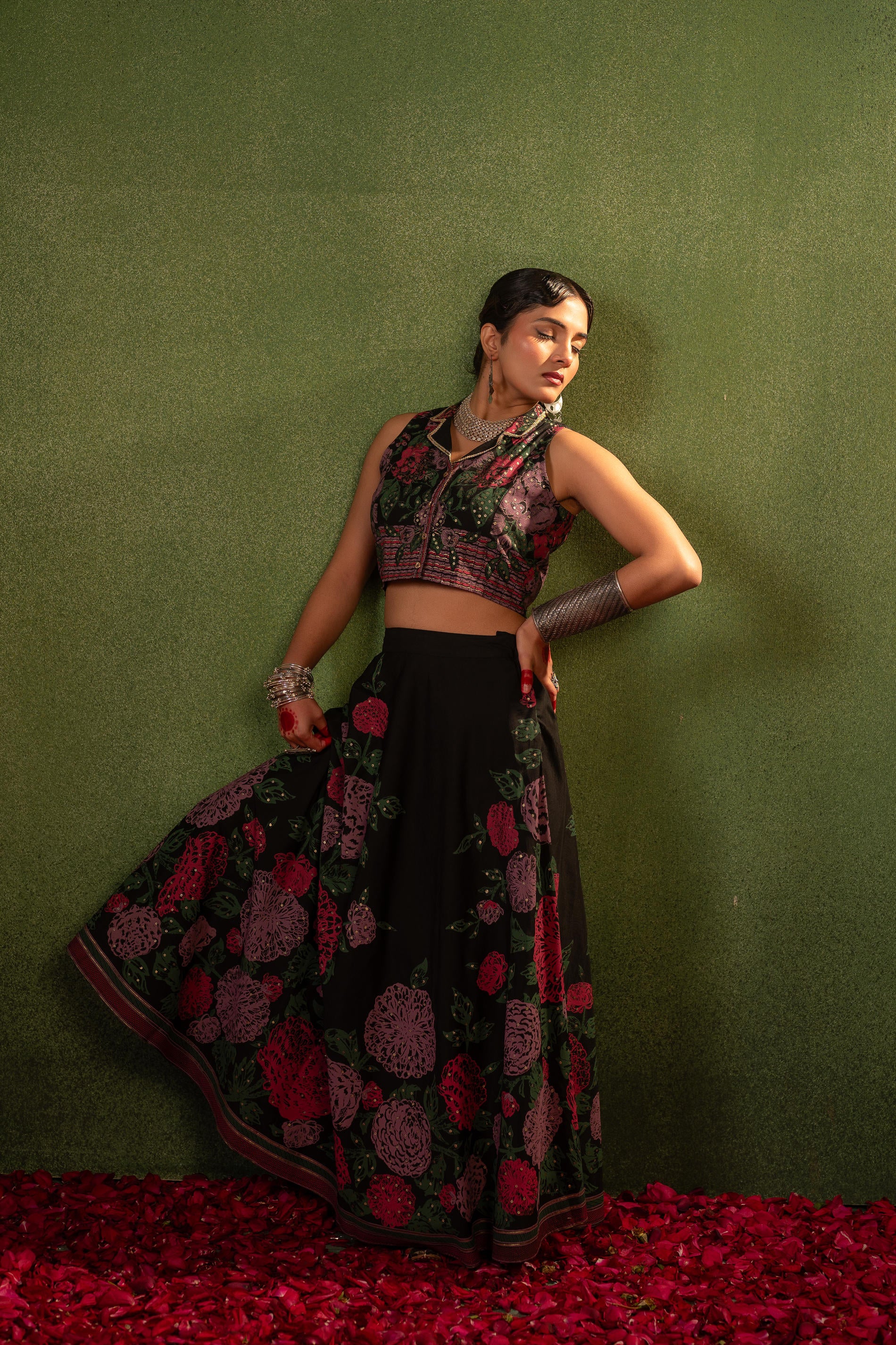 Contemporary Printed Top Skirt Set