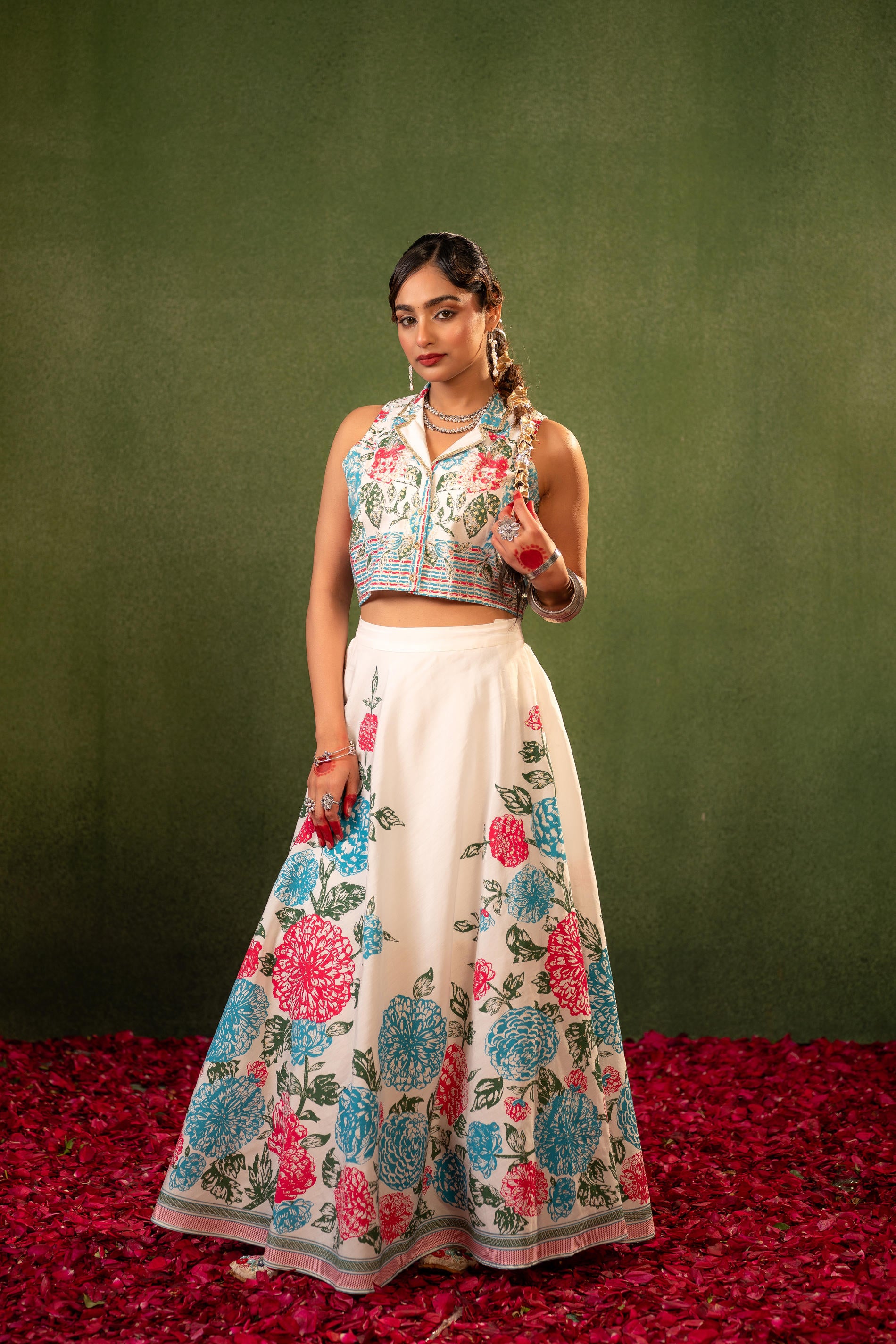 Contemporary Printed Top Skirt Set