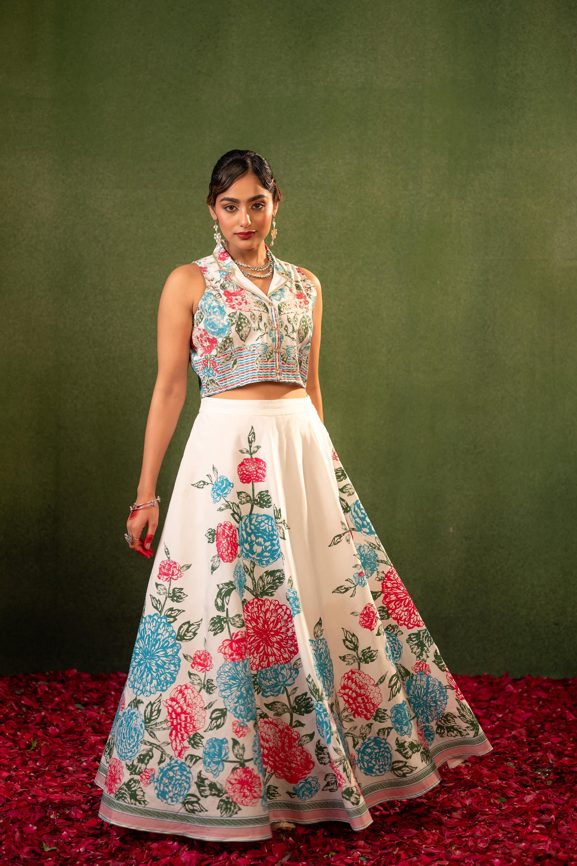 Contemporary Printed Top Skirt Set