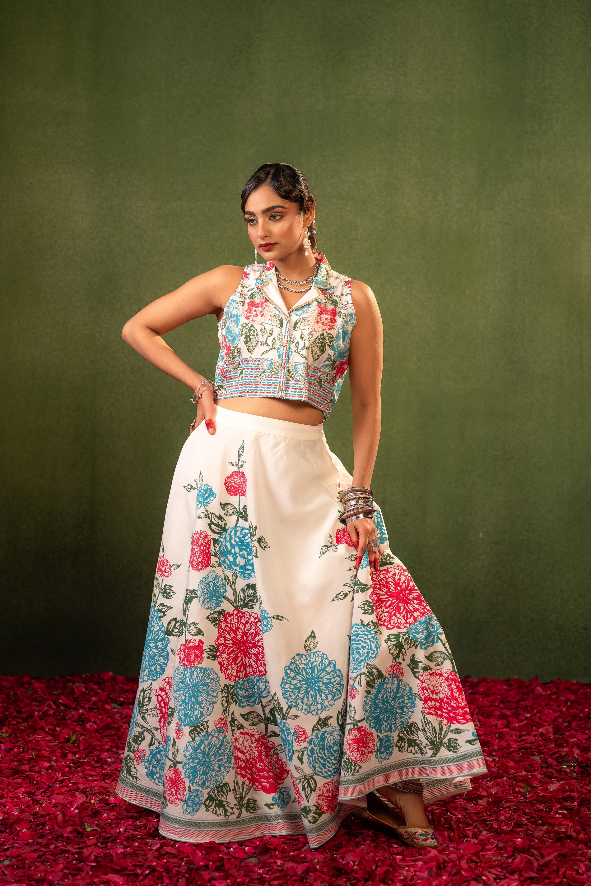 Contemporary Printed Top Skirt Set