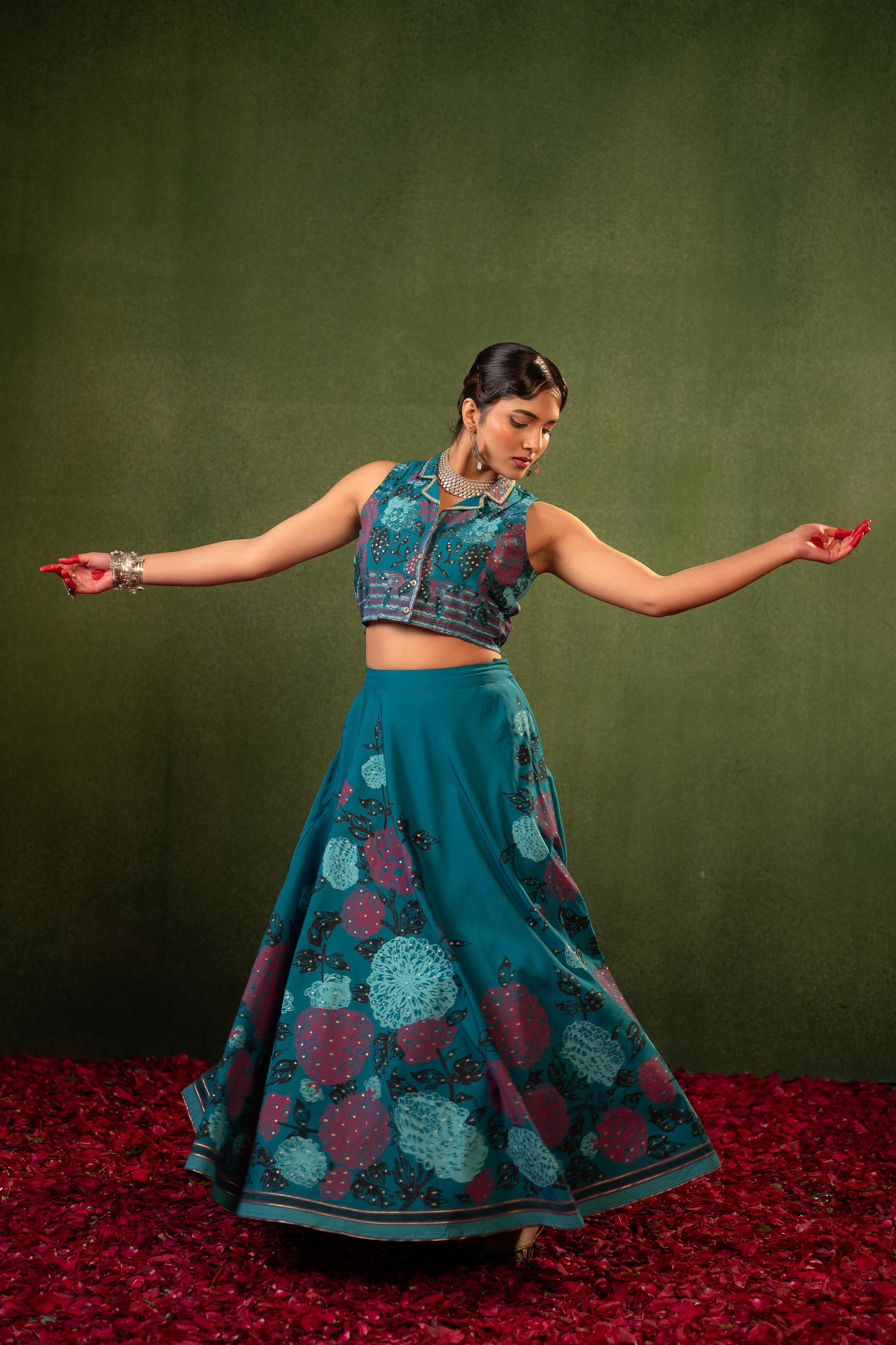 Contemporary Printed Top Skirt Set