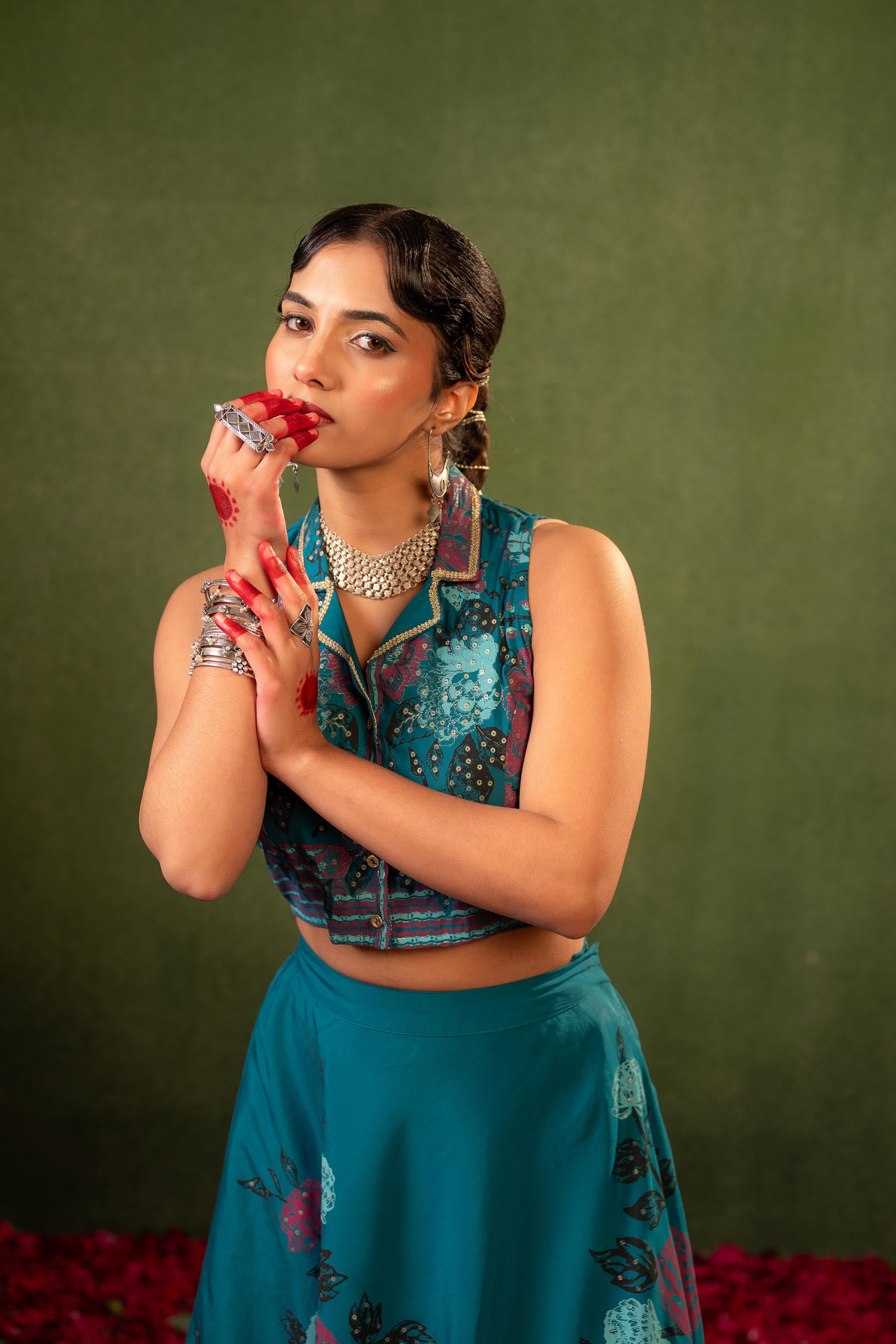 Contemporary Printed Top Skirt Set