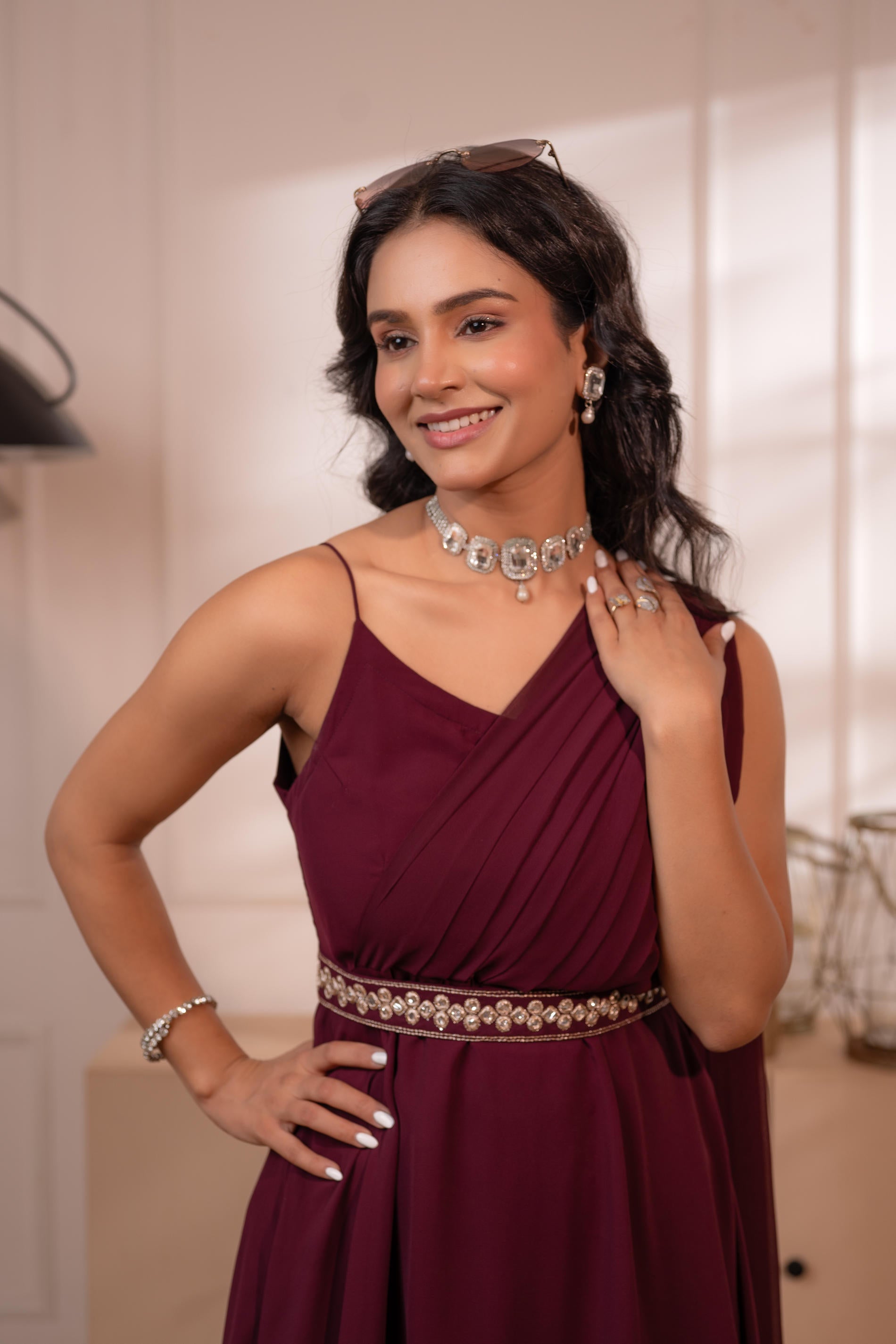 Wine Whispers One-Shoulder Gown