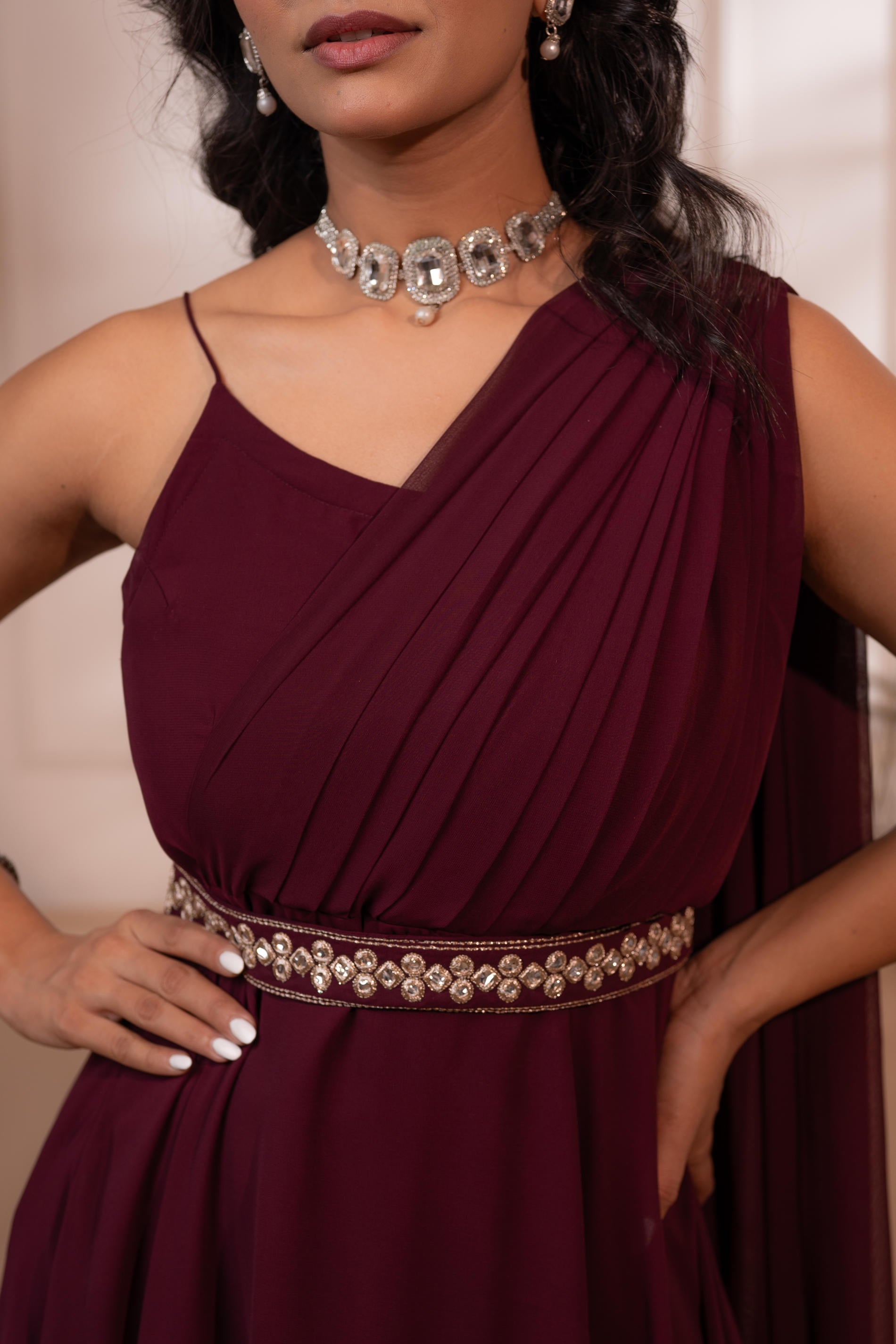 Wine Whispers One-Shoulder Gown