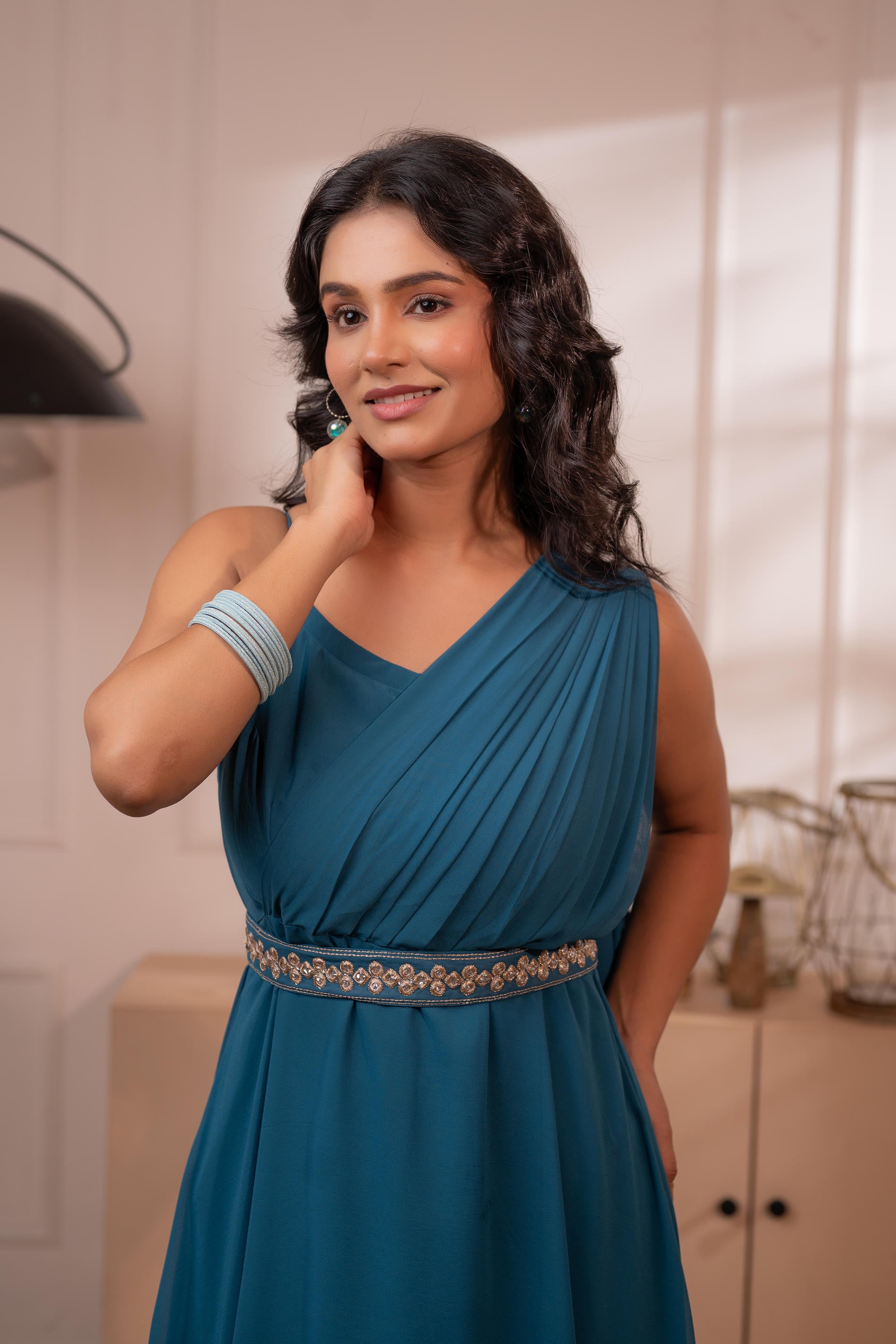 Ocean Whispers One-Shoulder Gown