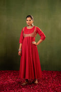 Gulnaar Riwaayat Red Anarkali Dress
