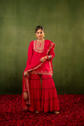 Pink Embroidered Kurta Sharara Set with Dupatta