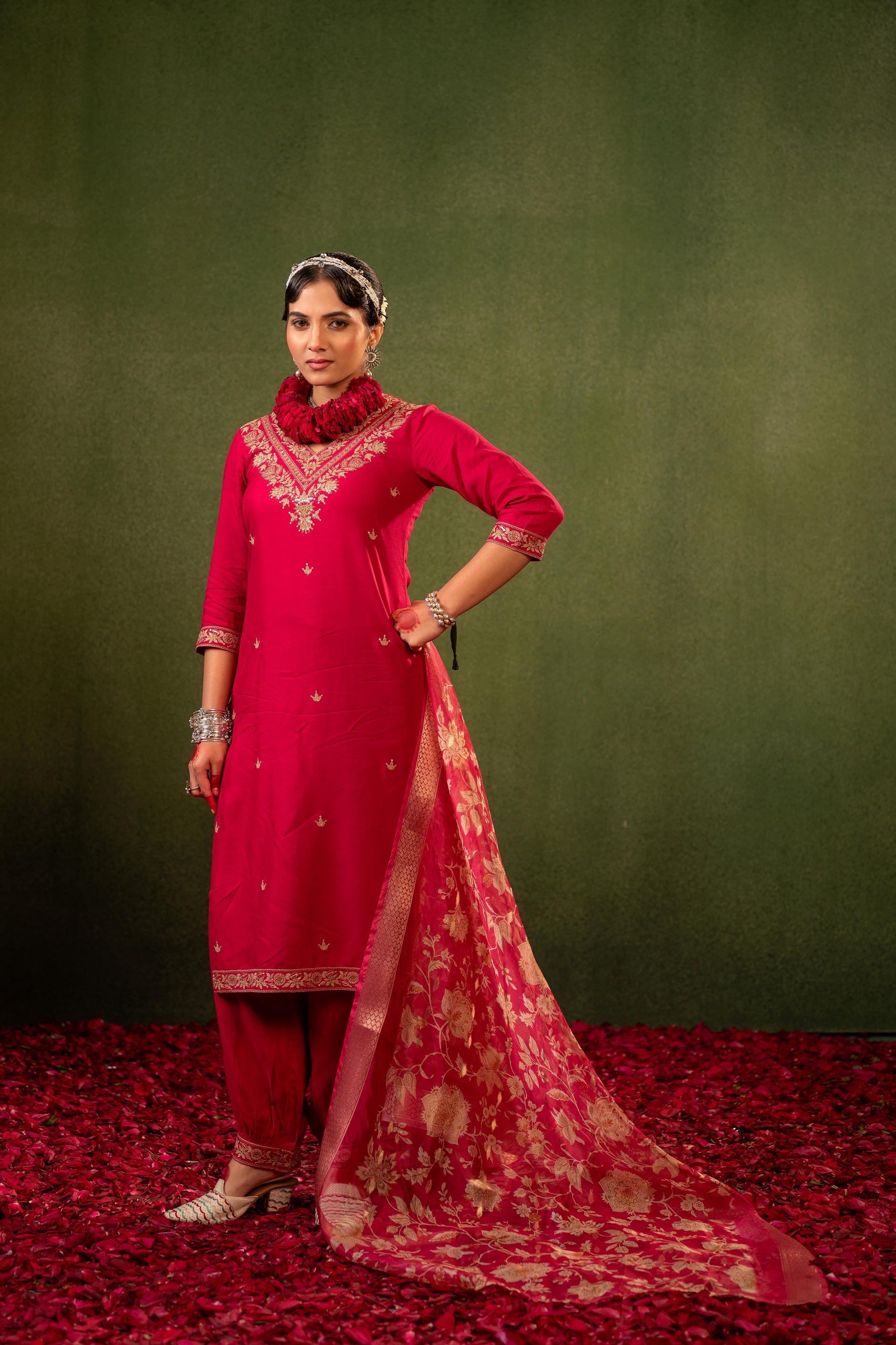 Laal Gulnaar Heritage Embroidered Kurta Set