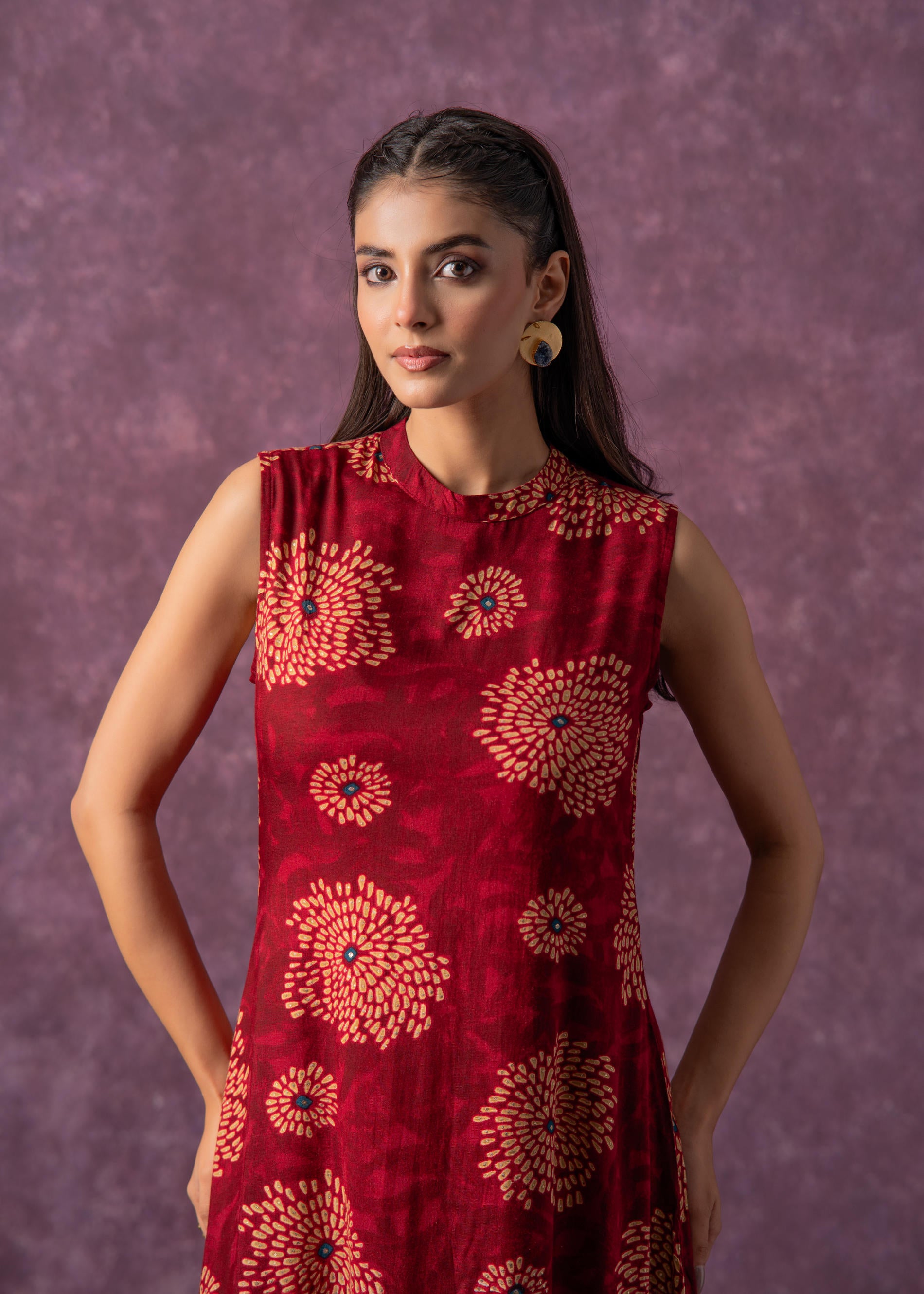Women's Fuchsia Floral Printed Kurta with Pant Set