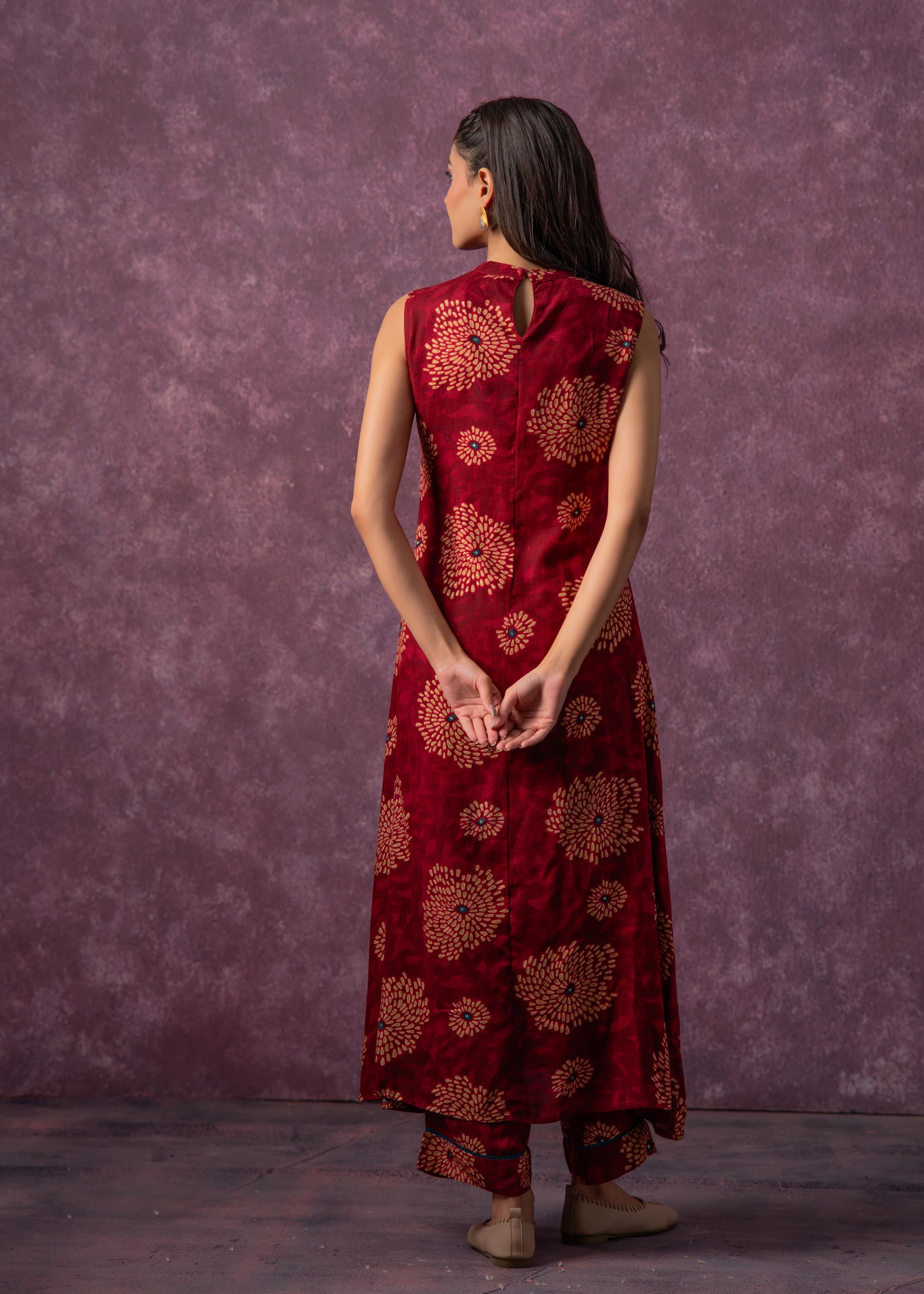 Women's Fuchsia Floral Printed Kurta with Pant Set