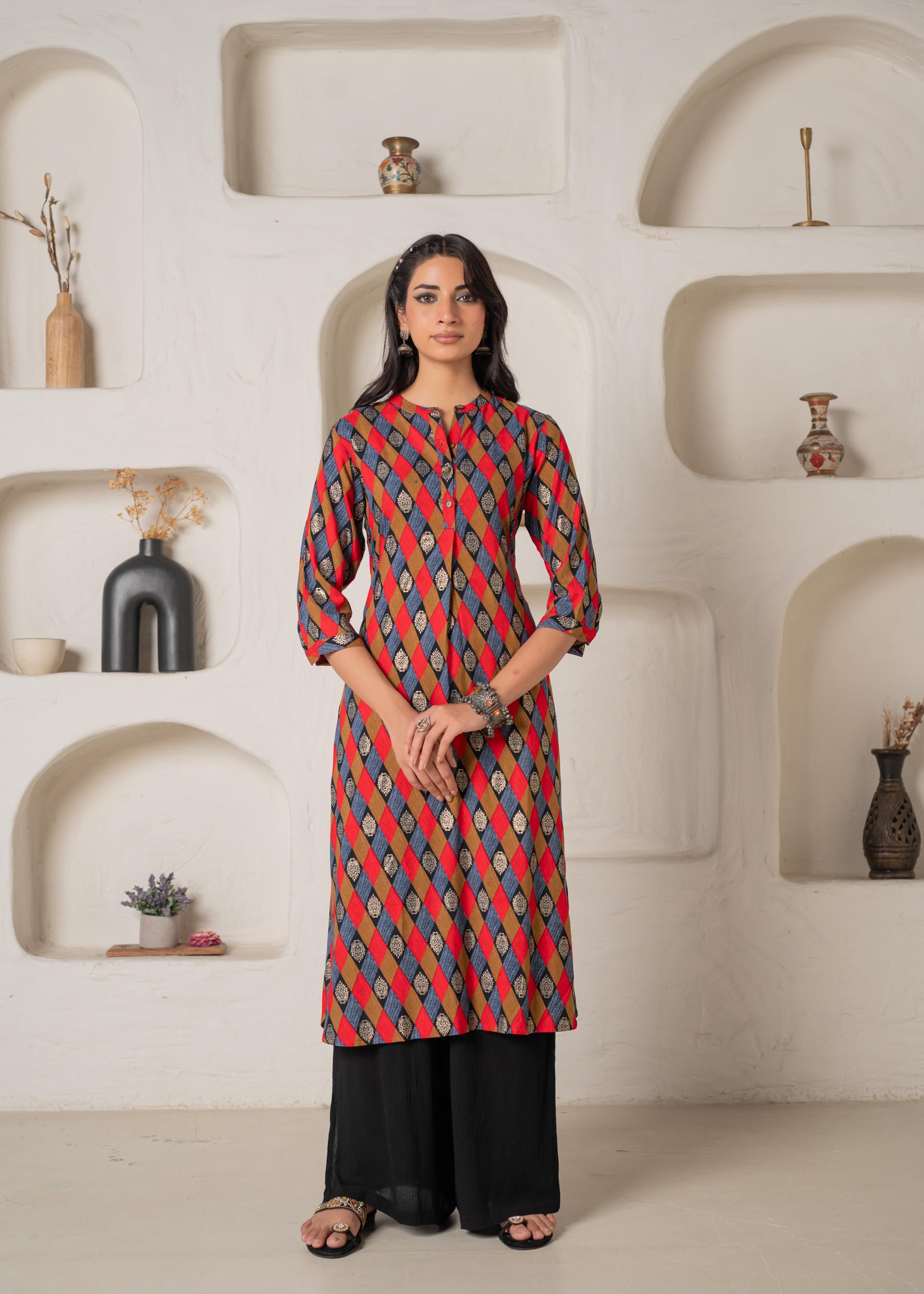 Geometric Printed Straight Kurta