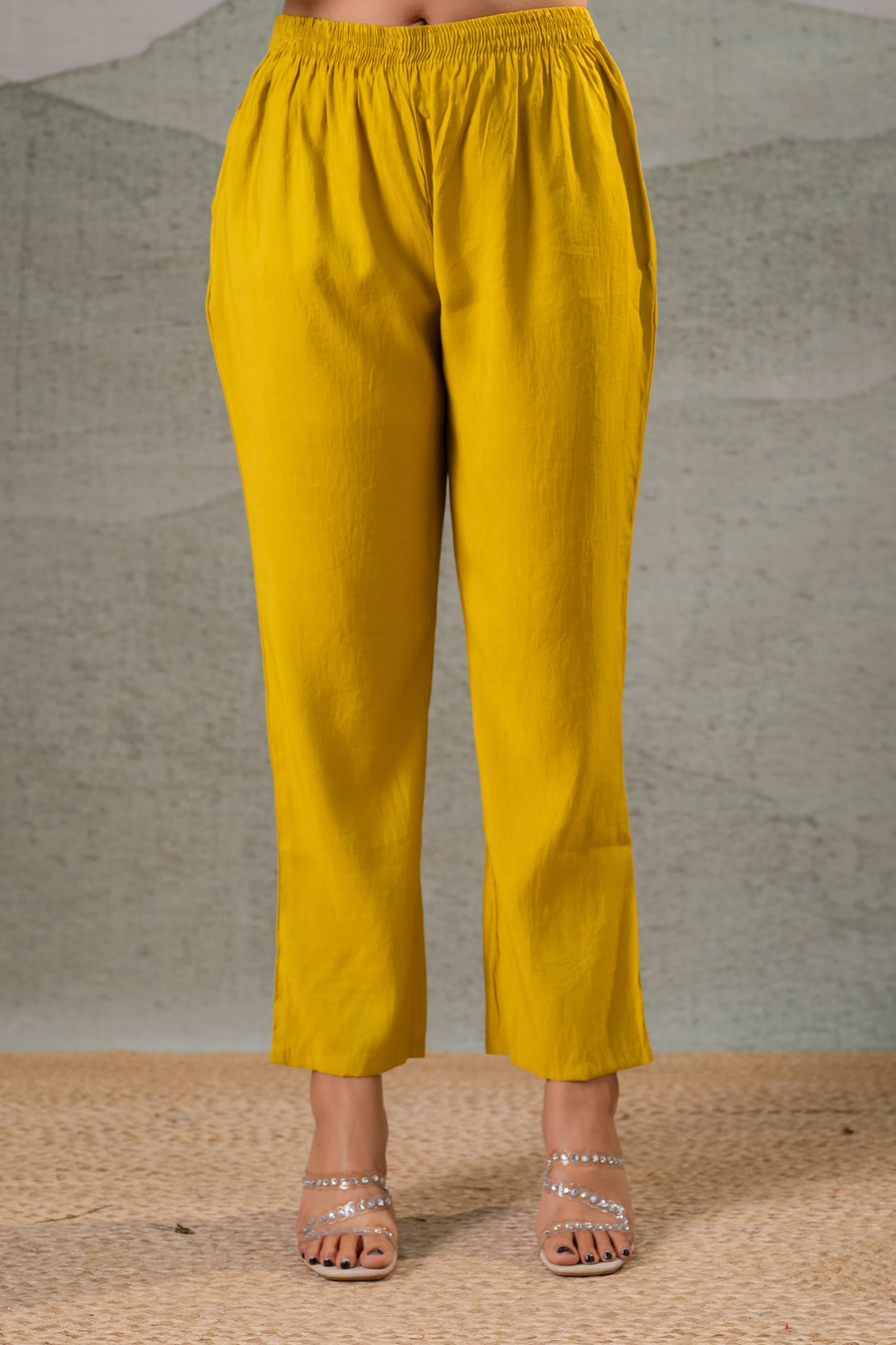 Mustard, Embroidered Straight Kurta Set with  Dupatta