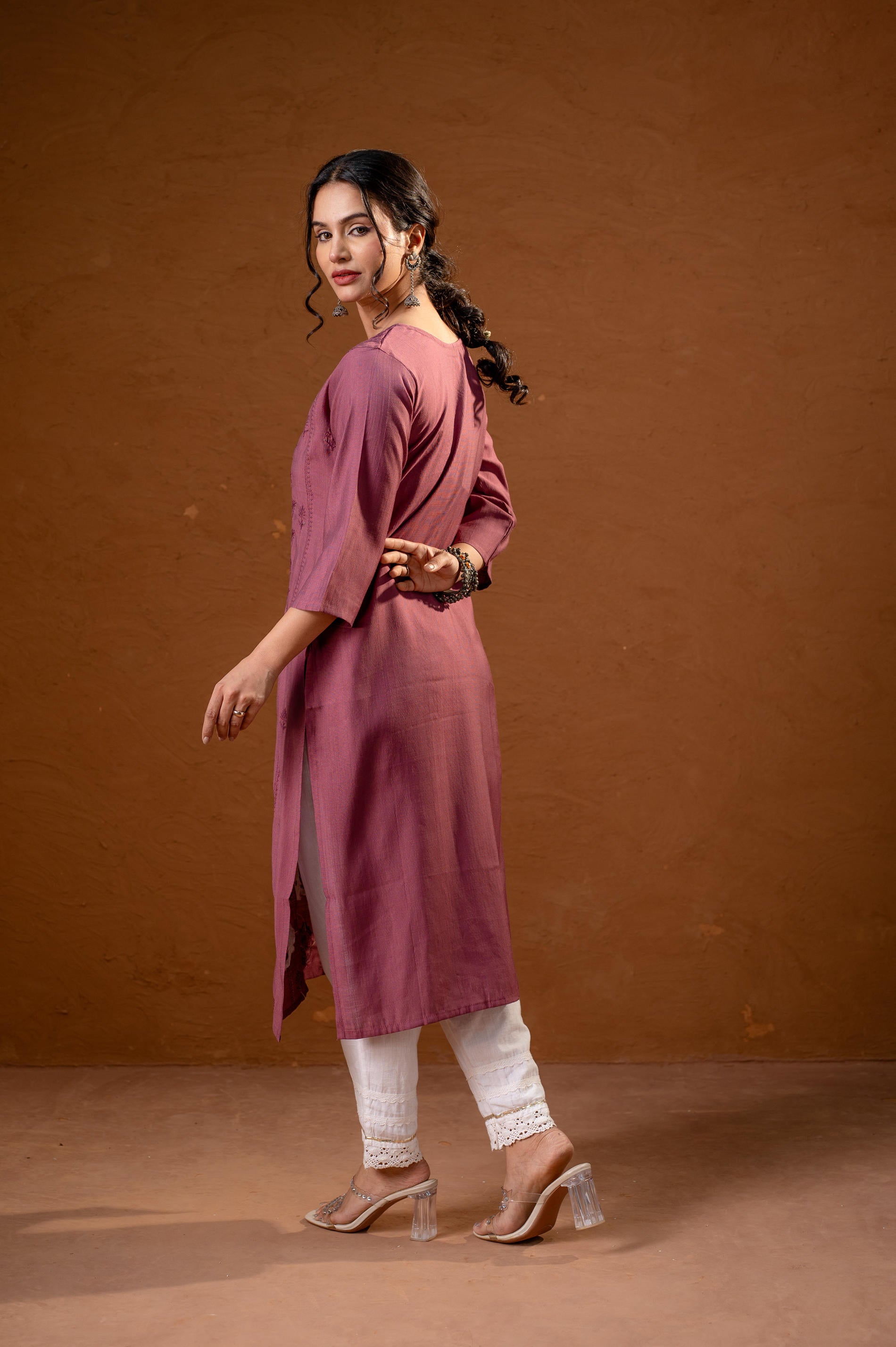 DustyPink Embroidered Kurta
