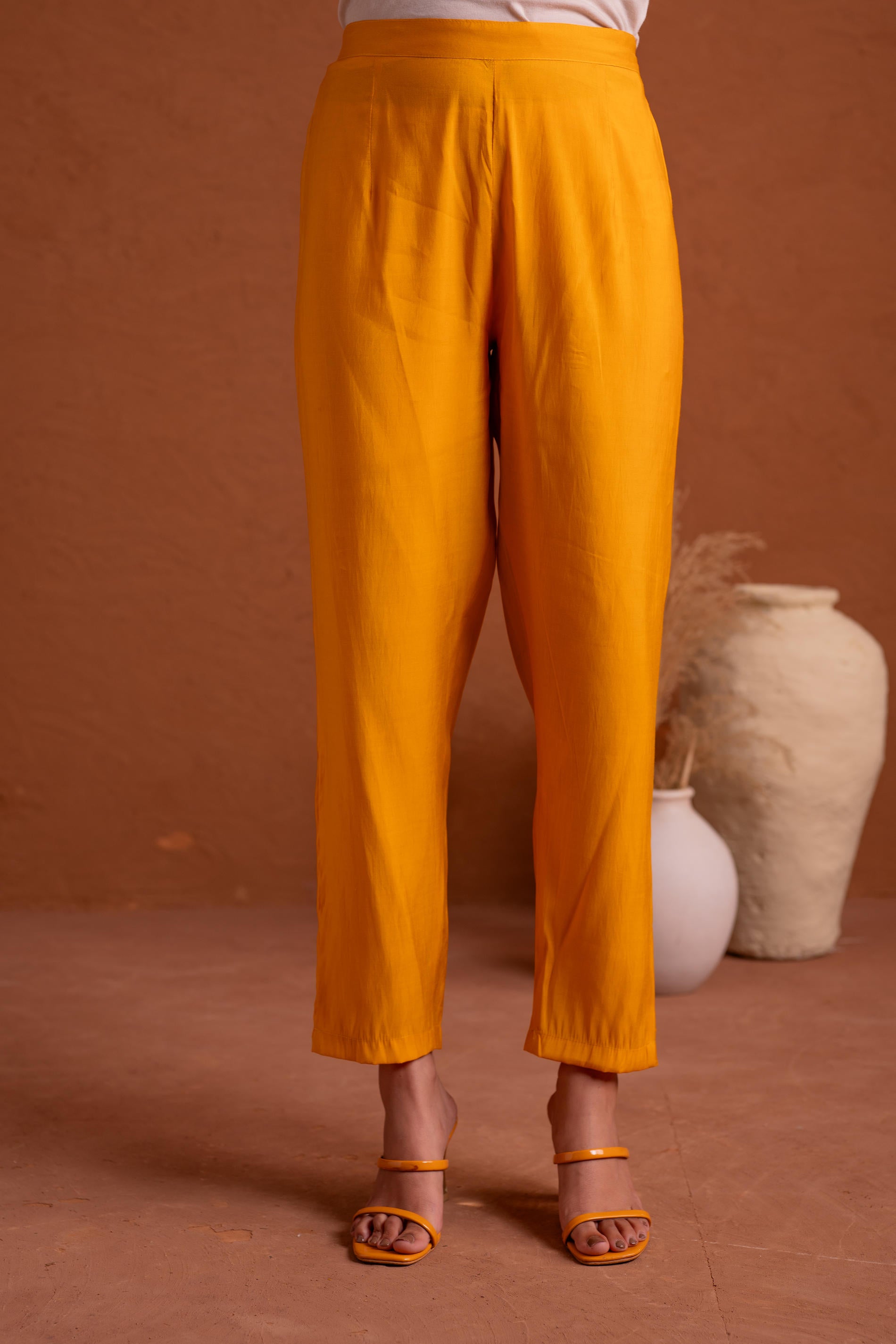 Mustard Poly Viscose Straight Kurta Pant And Dupatta Set with Thread & Sequence Work