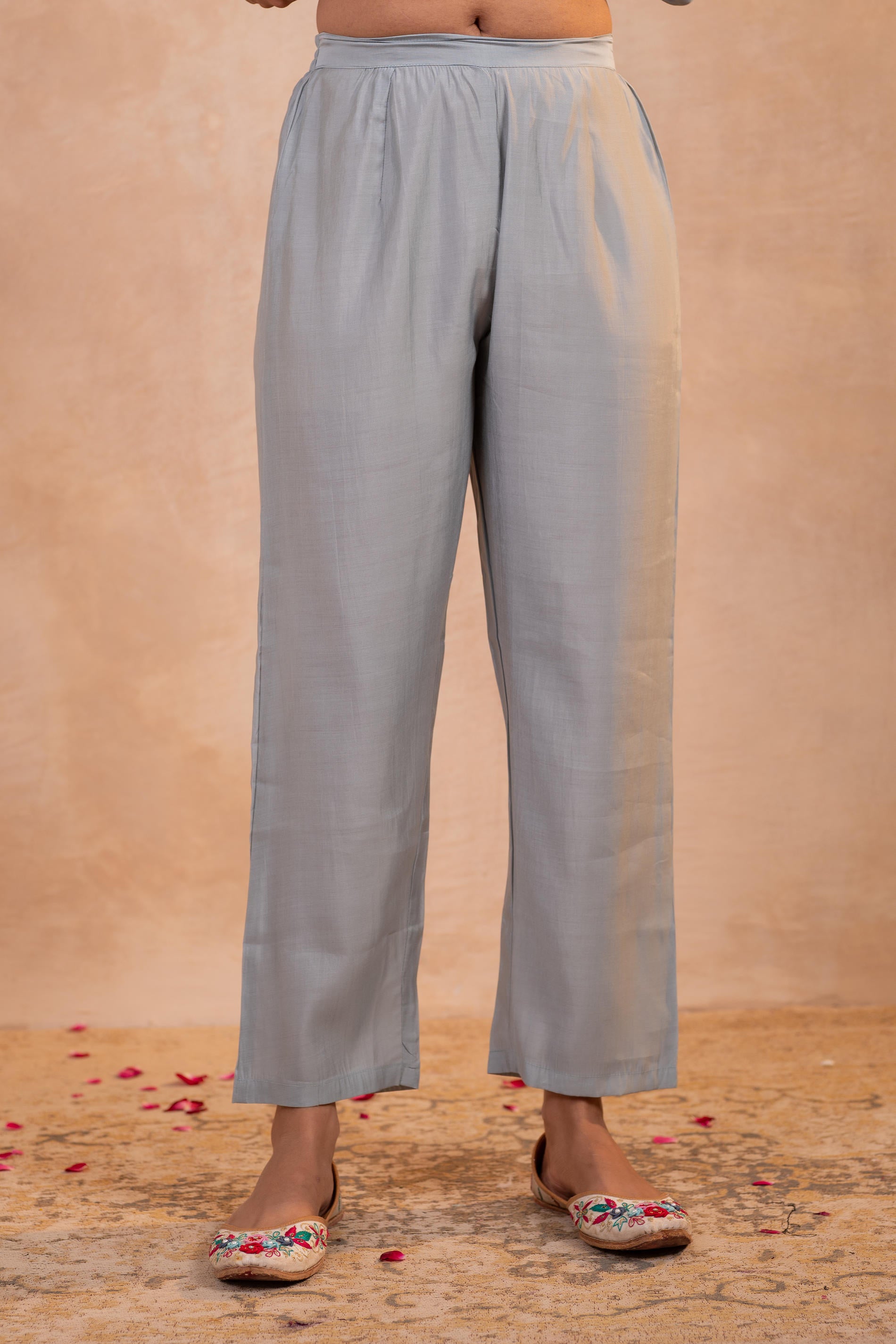 Gray Serenity Embroidered  Suit Set