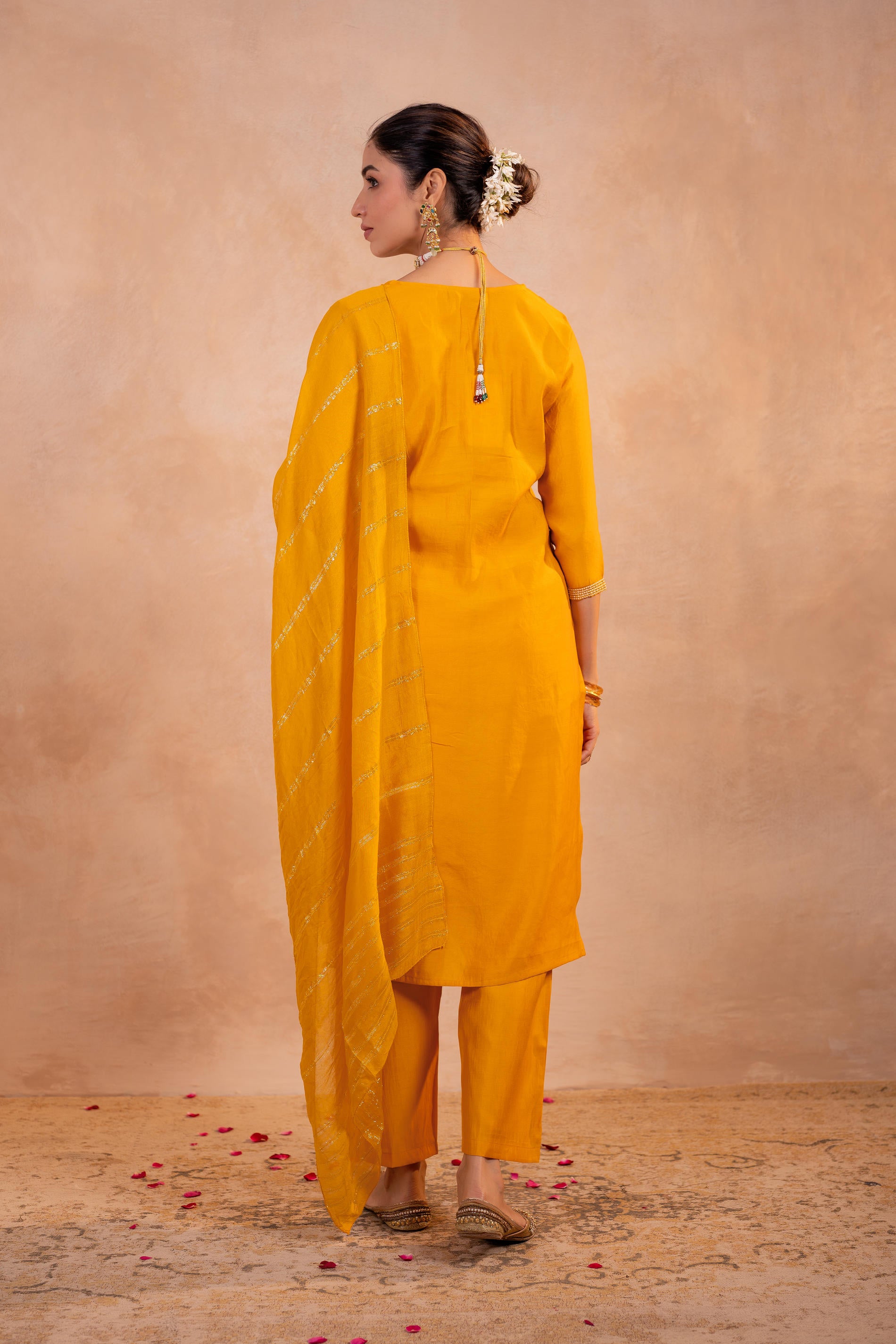 Mustard Serenity Embroidered  Suit Set