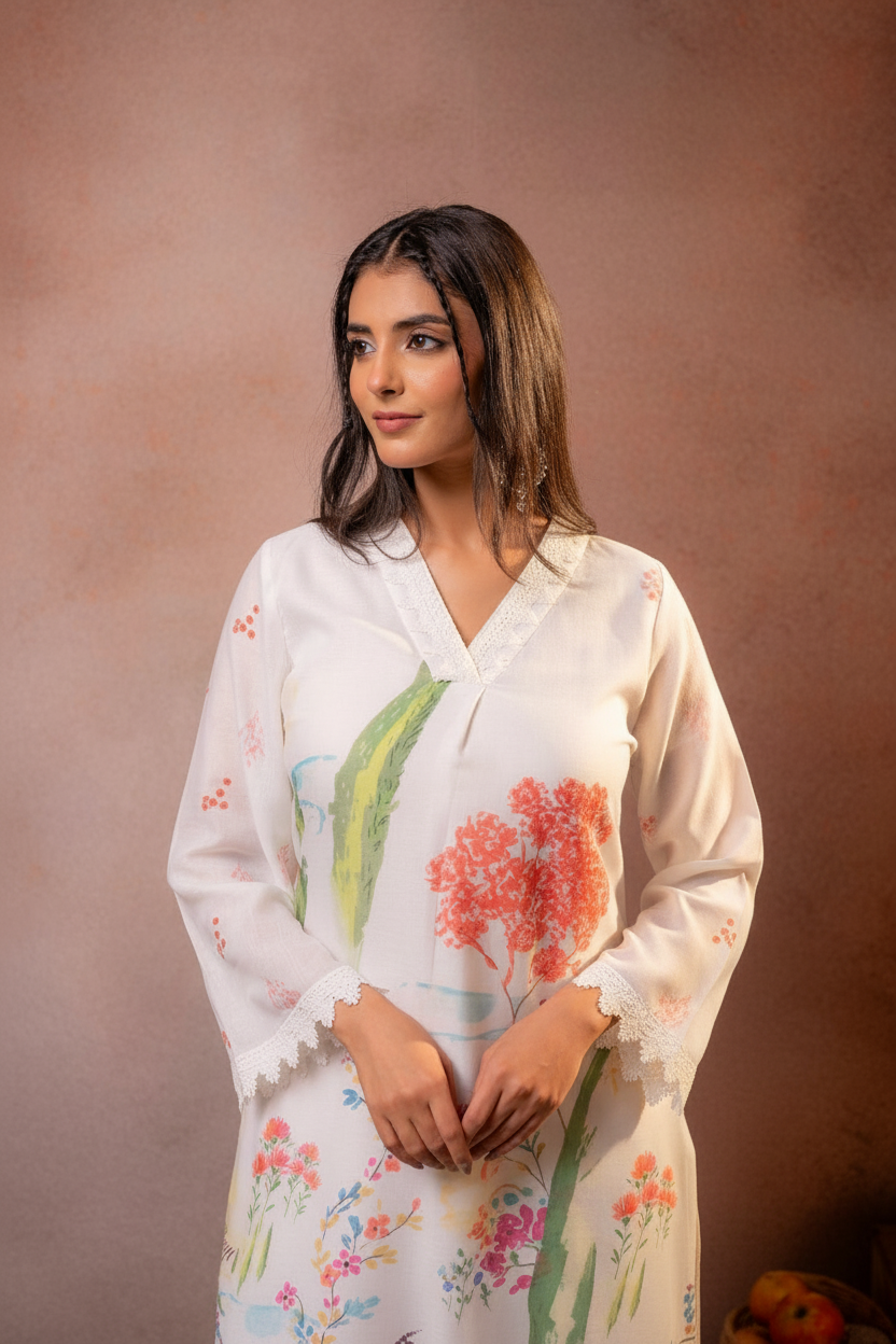Gulnaar Garden Printed Kurta Set