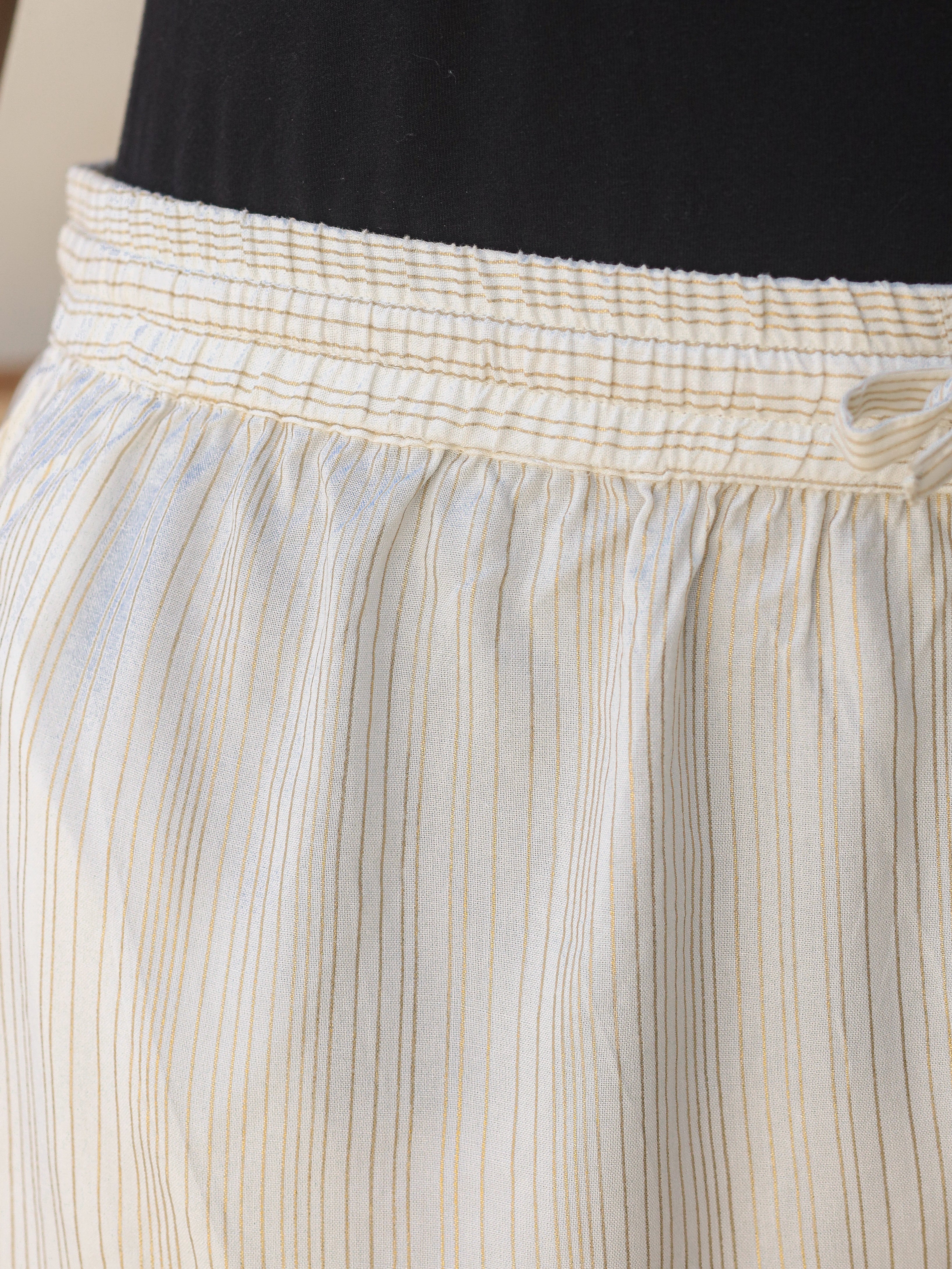 Juniper Ivory Stripped Modal Rayon Women Plus Size Pants With Single Side Pockets & Drawstring