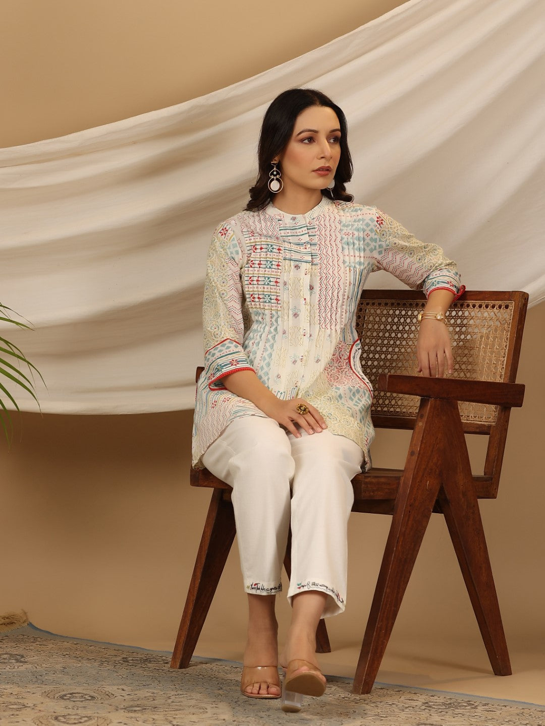 Juniper Multi-Colour Ethnic Motif Printed Pure Cotton Co-Ord Set With Thread Work