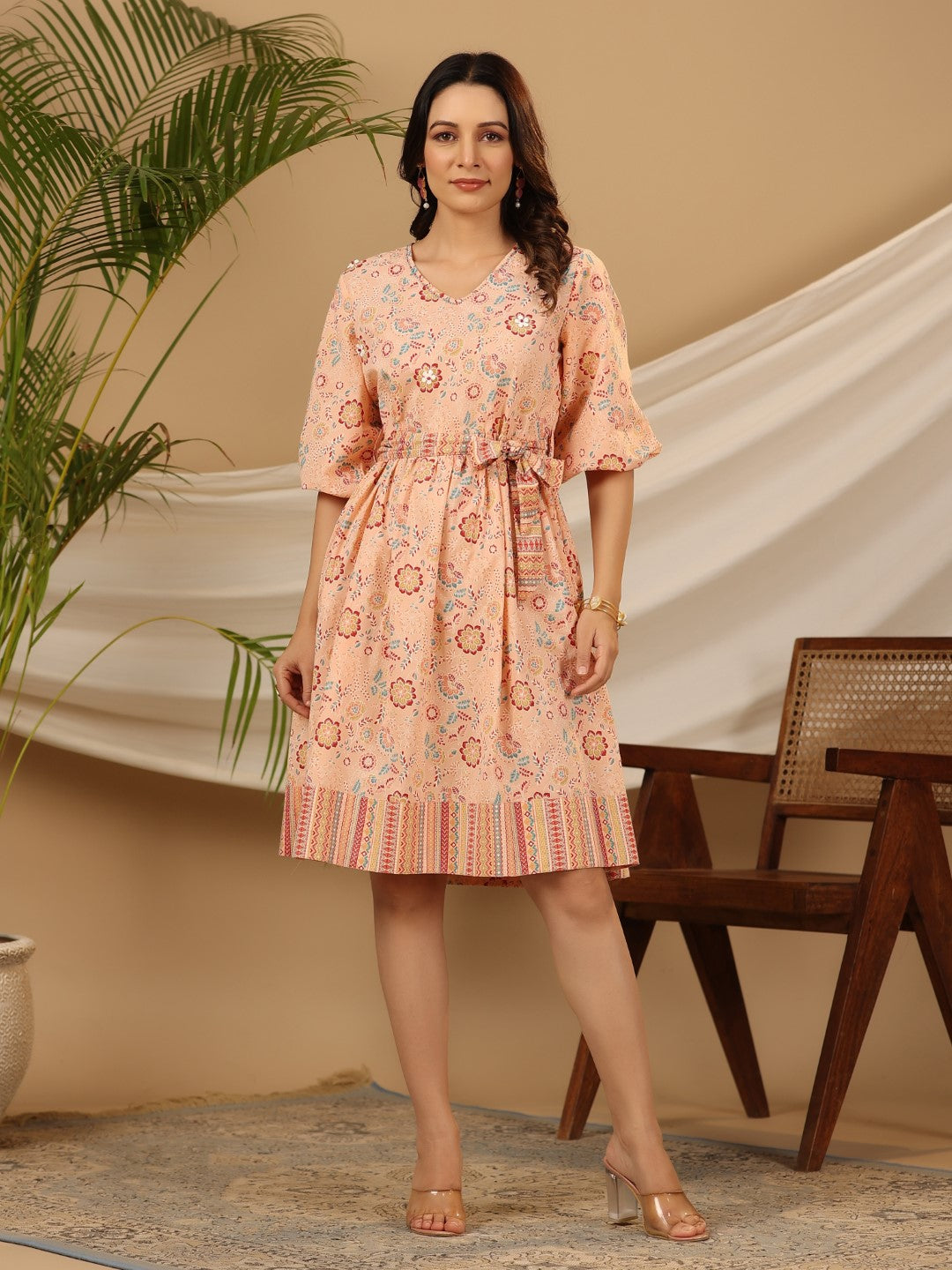 Buy Apanakah Old Peony Organic Cotton A-Line Dress For Women Online –  APANAKAH