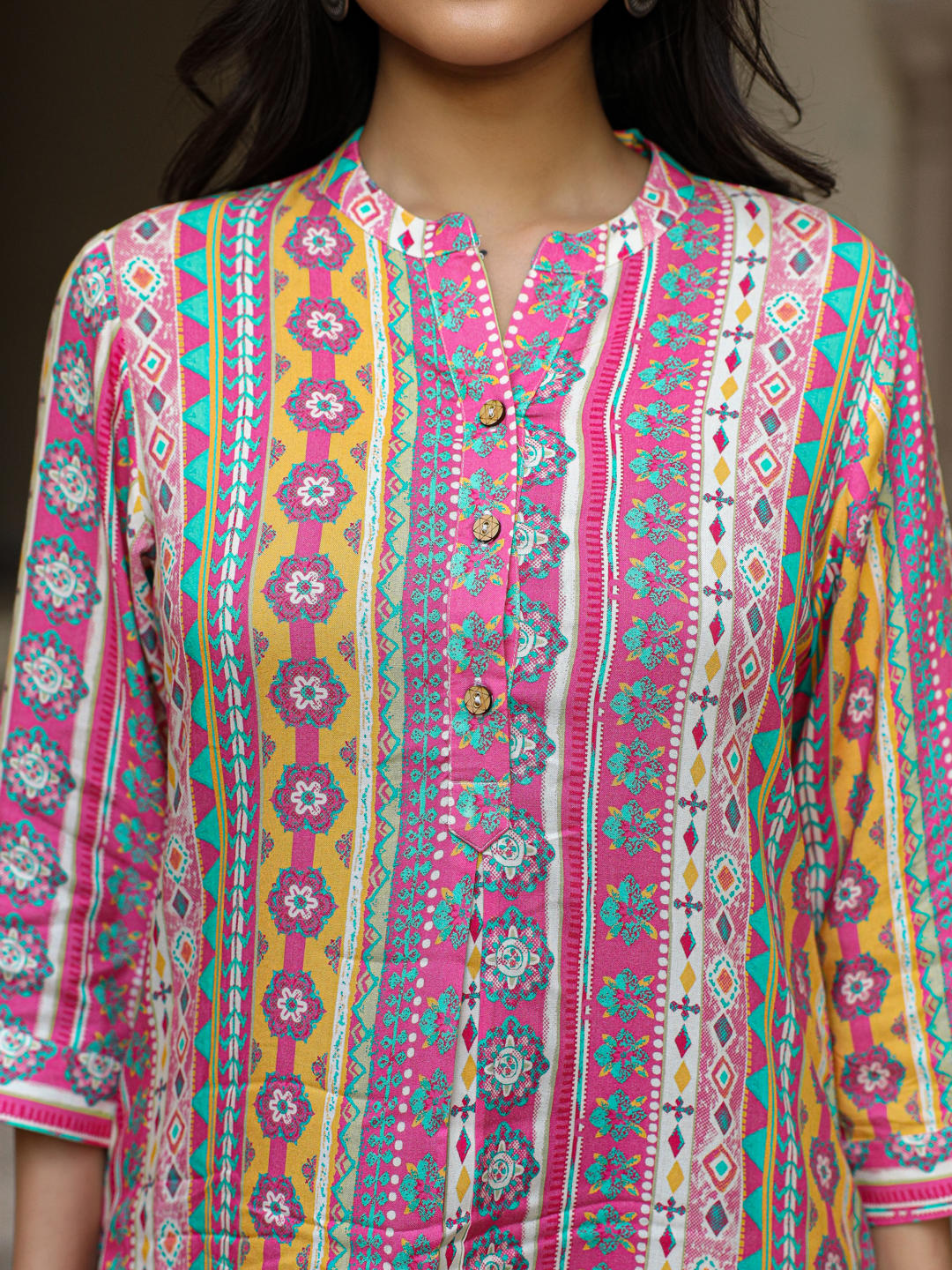 Multi-Colored Rayon Printed Kurta & Pants Set