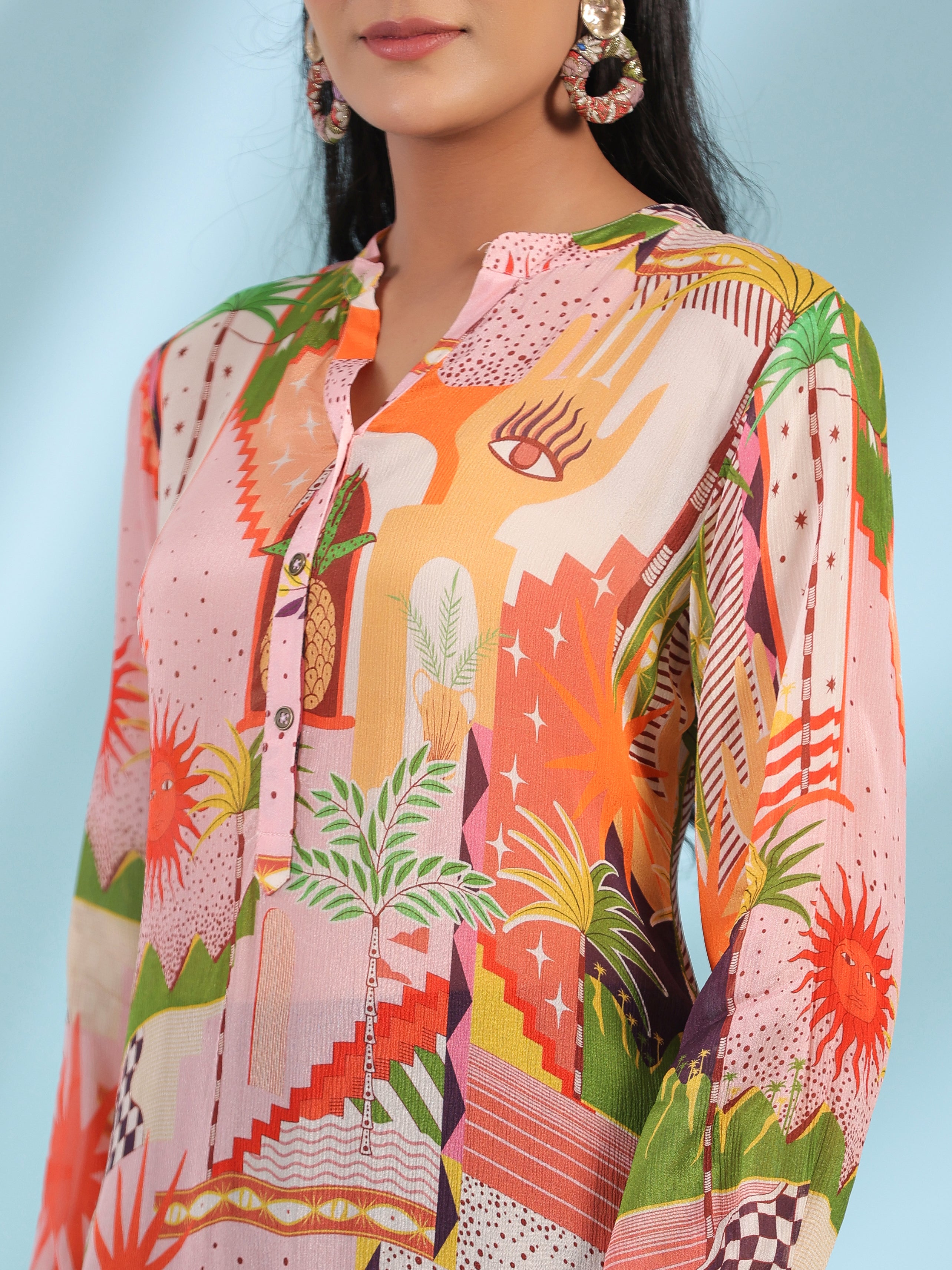 Juniper Women Multi-Coloured Viscose Chinnon Printed Tunic
