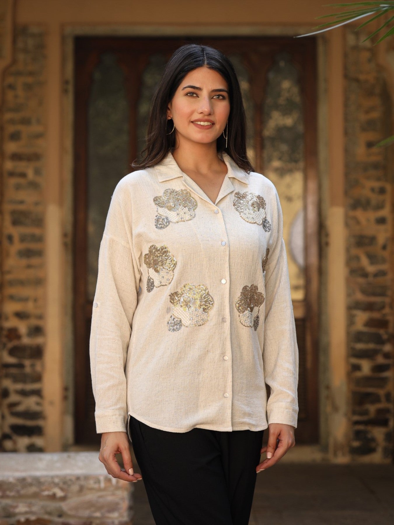 Rayon Flex Embroidered Women's Shirt With Sequence Work