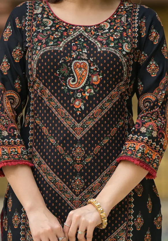 Women Viscose Rayon Kurta Palazzo Dupatta Set