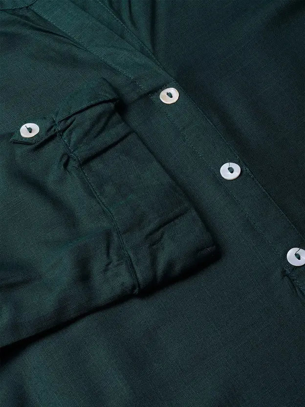 Women Solid Viscose Rayon Asymmetric Kurta (Dark Green)