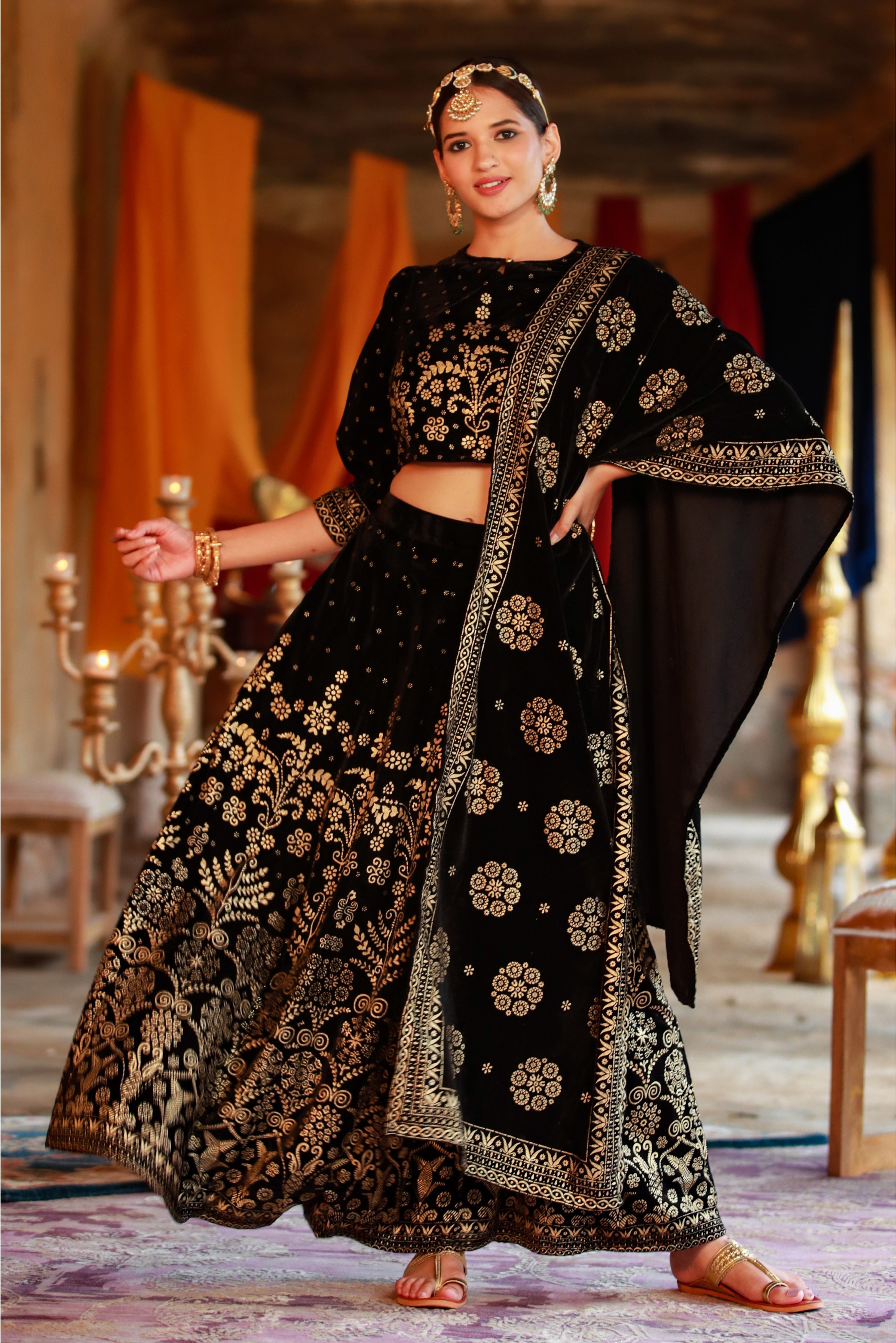 Elegant Pakistani Black Lehnga for Wedding Latest Designs – Nameera by  Farooq