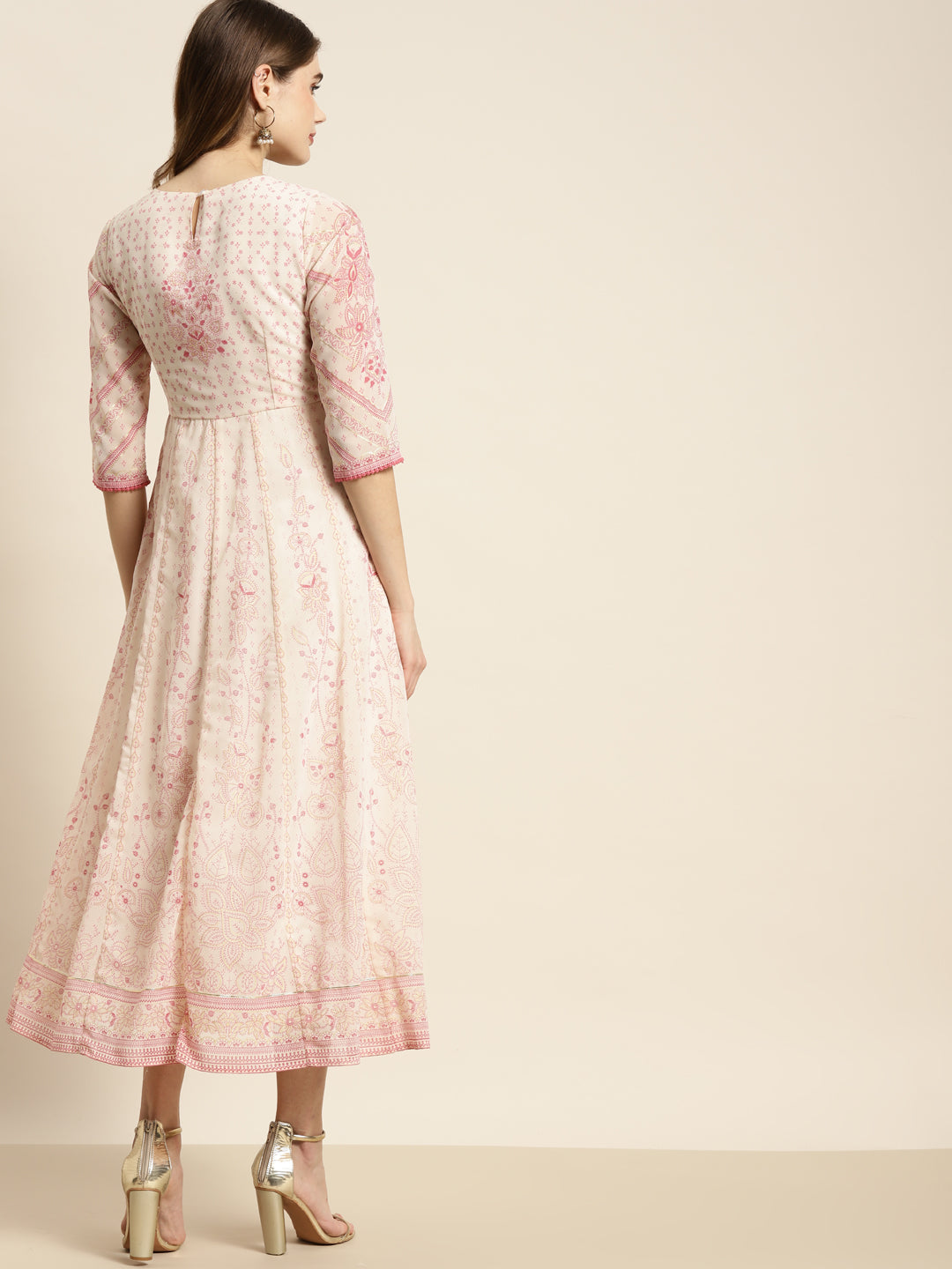 Juniper Pink & Multi Georgette Printed Anarkali Dress