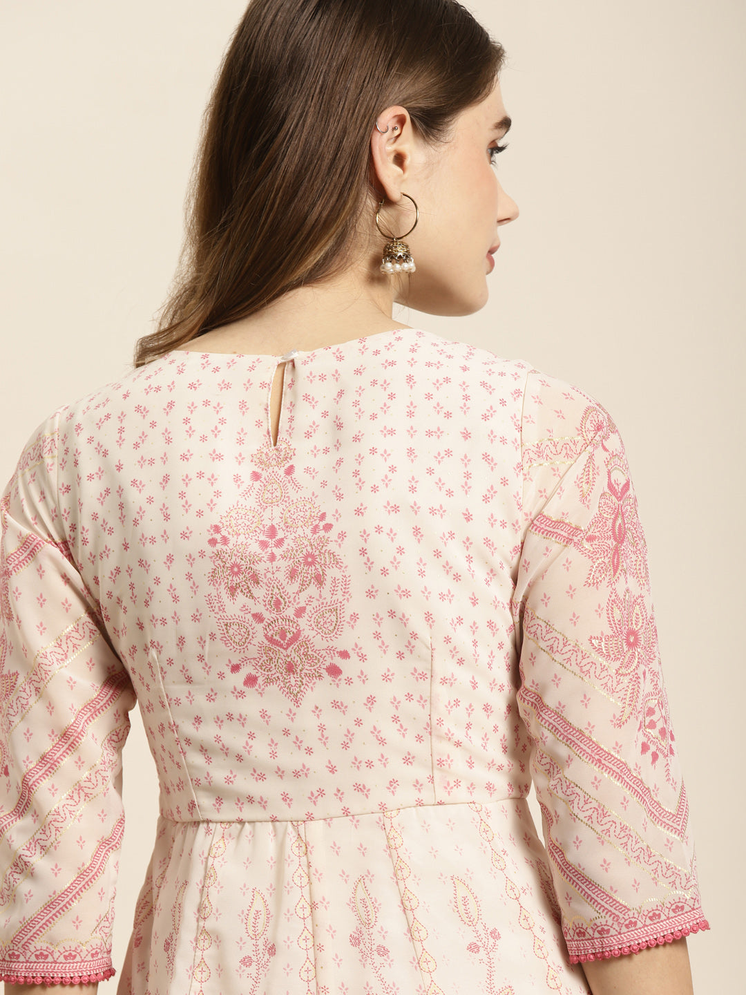 Juniper Pink & Multi Georgette Printed Anarkali Dress