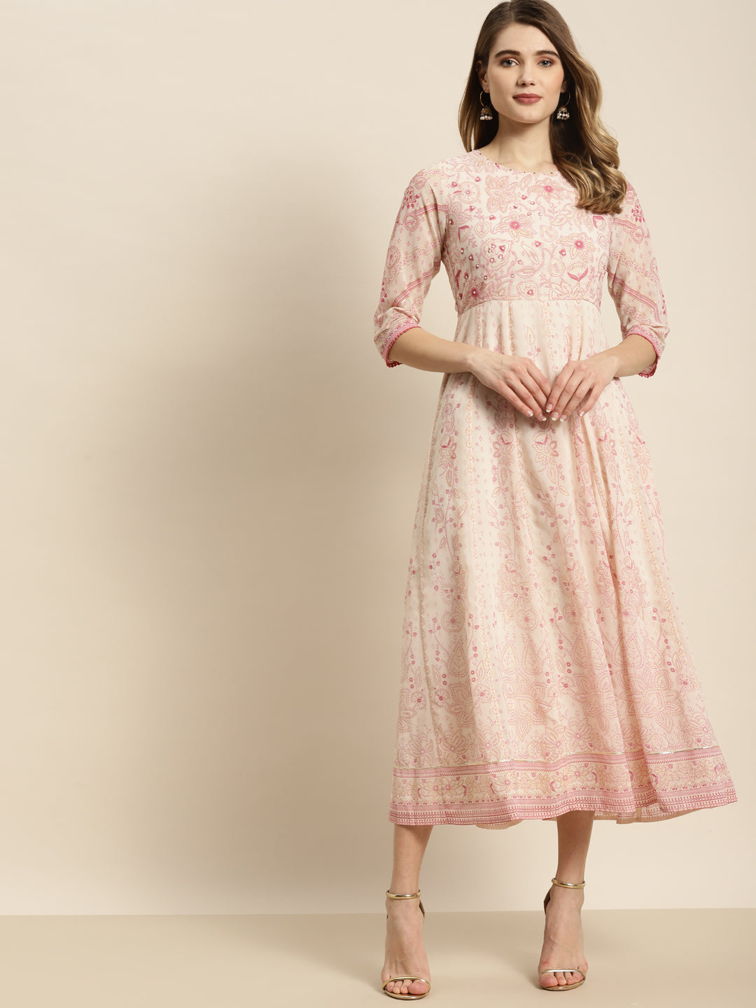 Juniper Pink & Multi Georgette Printed Anarkali Dress