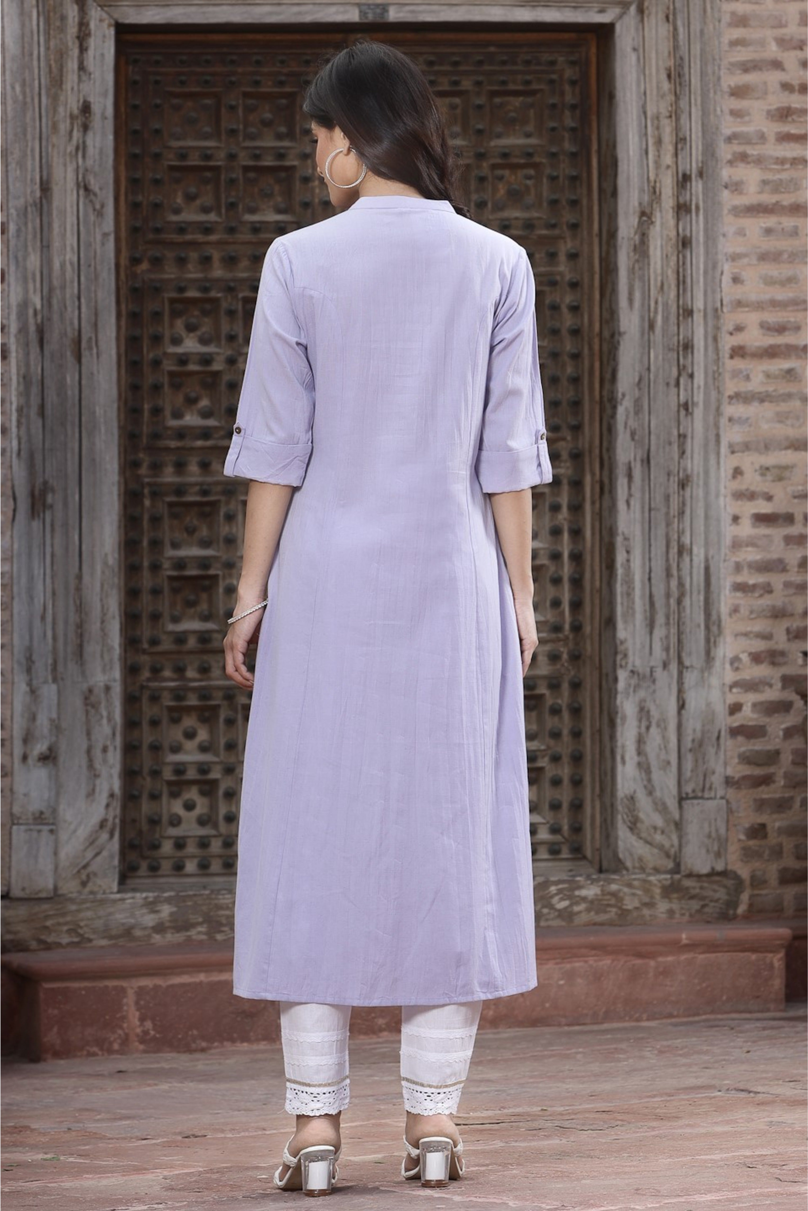 Juniper Women`S Lilac Cotton Flex Solid A-Line Kurta