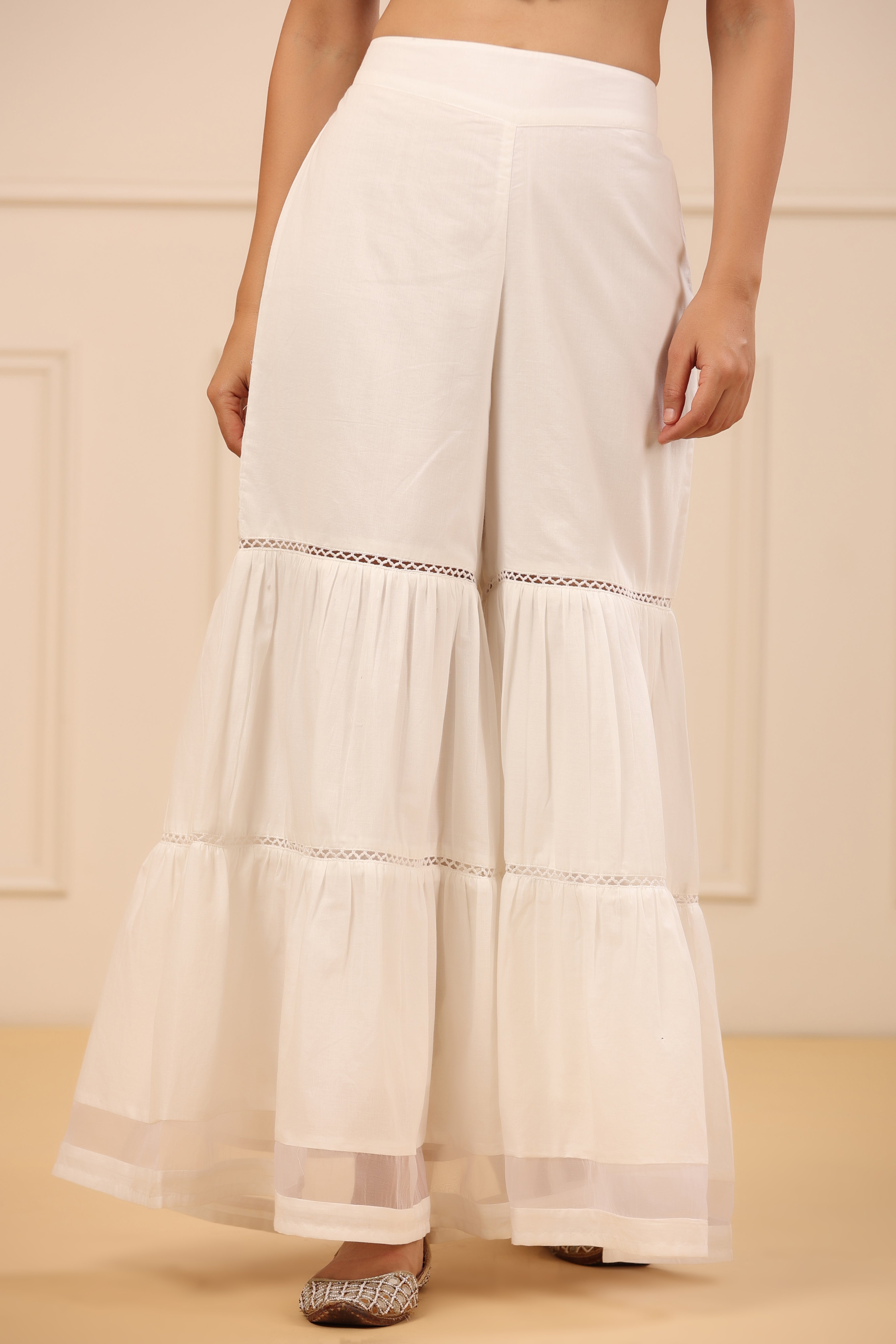 Shop White Cotton Blend Sharara Online111  Swasti Clothing