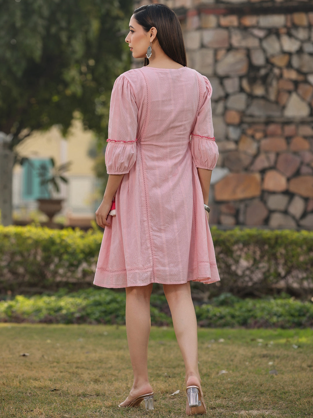 Pink cotton shop dress womens