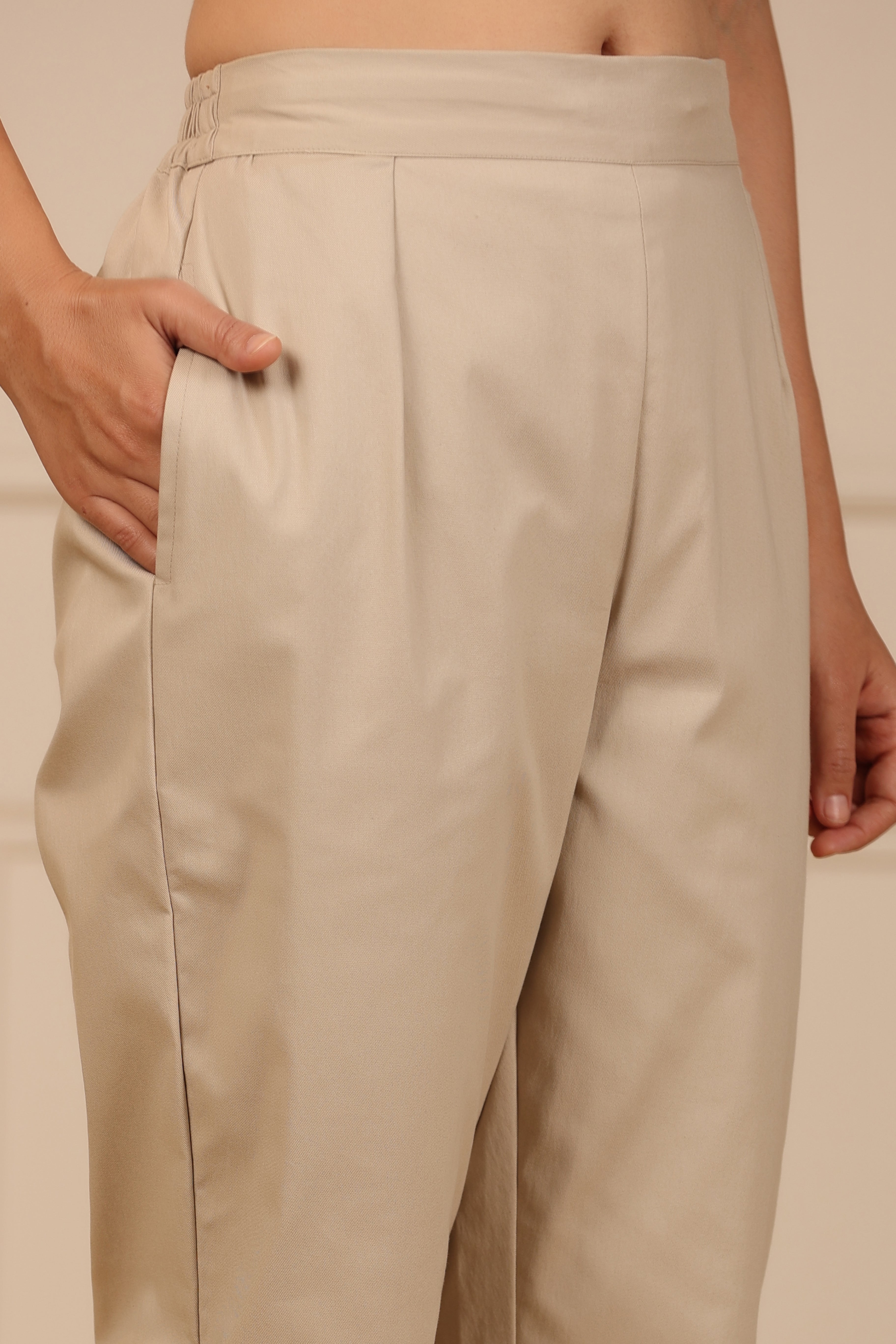 Miss Selfridge foldover waistband wide leg trouser in taupe | ASOS