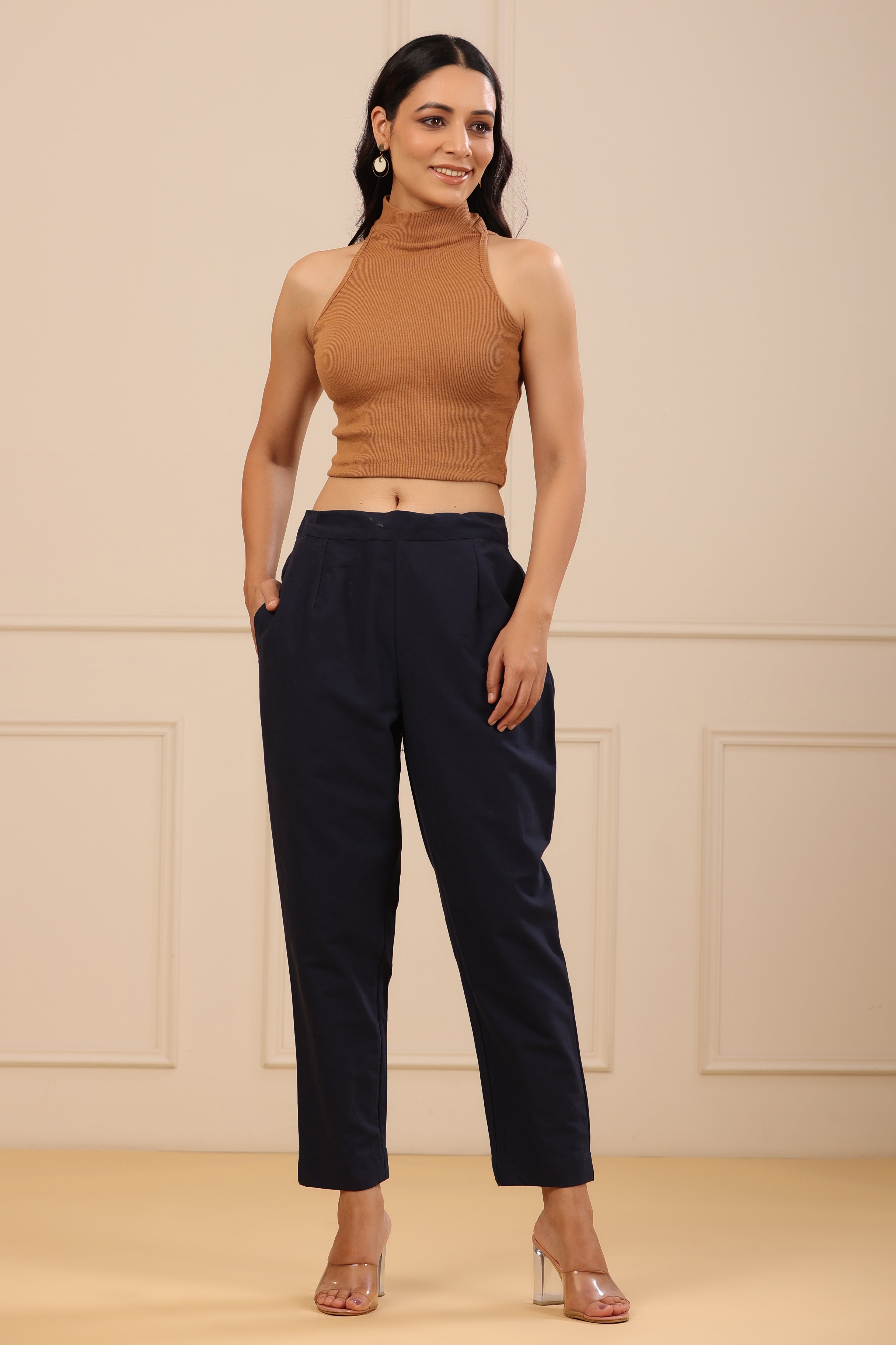Buy Navy Blue Trousers & Pants for Women by AJIO Online | Ajio.com