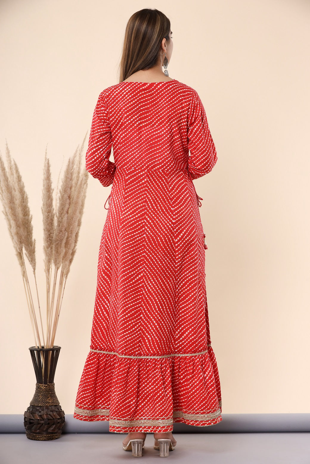 Juniper Women's Maroon Printed Embroidered Mirror Work Sequin Cotton Flared Dress