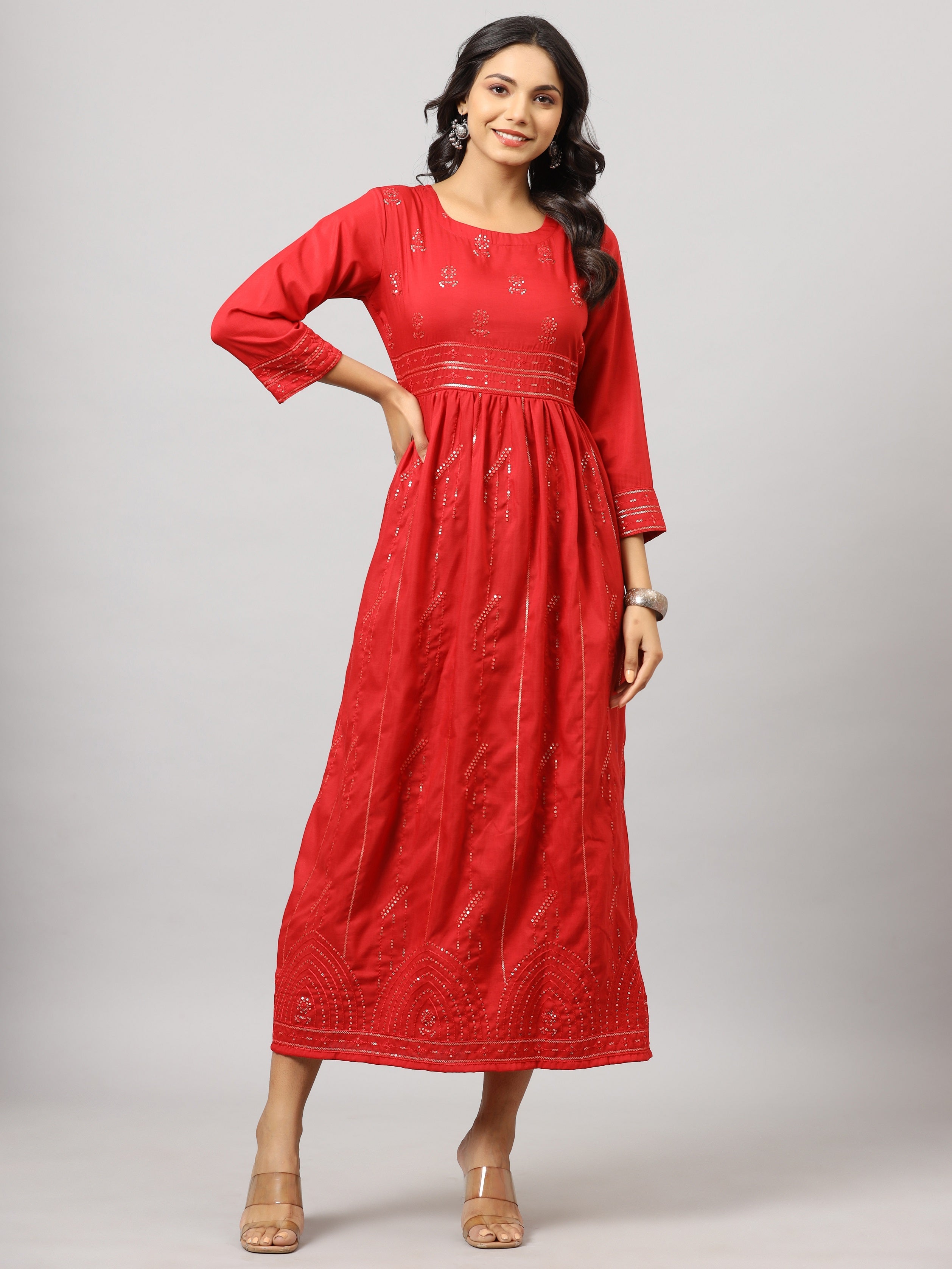 Juniper Women's Red Festive Flared Dress