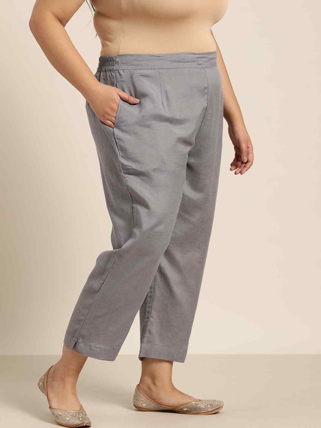 Buy Guru Kripa Textiles Solid Cotton Slub Cigarette Pant | Regular Fit  Stretchable Potli Pants/cigarette/trousers, Bundi Pants For Women, Girls  Pack Of 2 Online In India At Discounted Prices