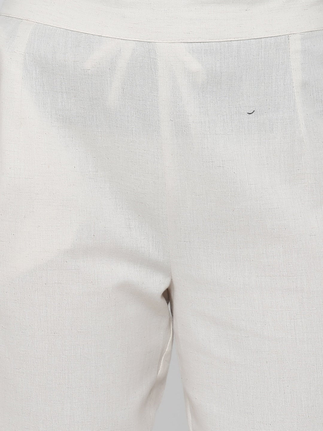 White Grey Cotton Solid Cigarette Pants