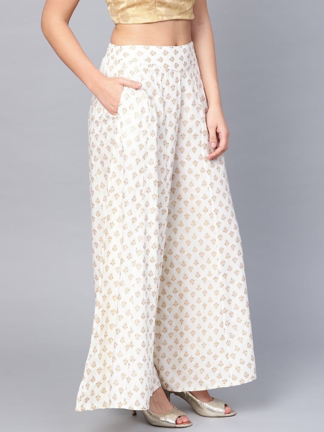 White flared palazzo on sale pants