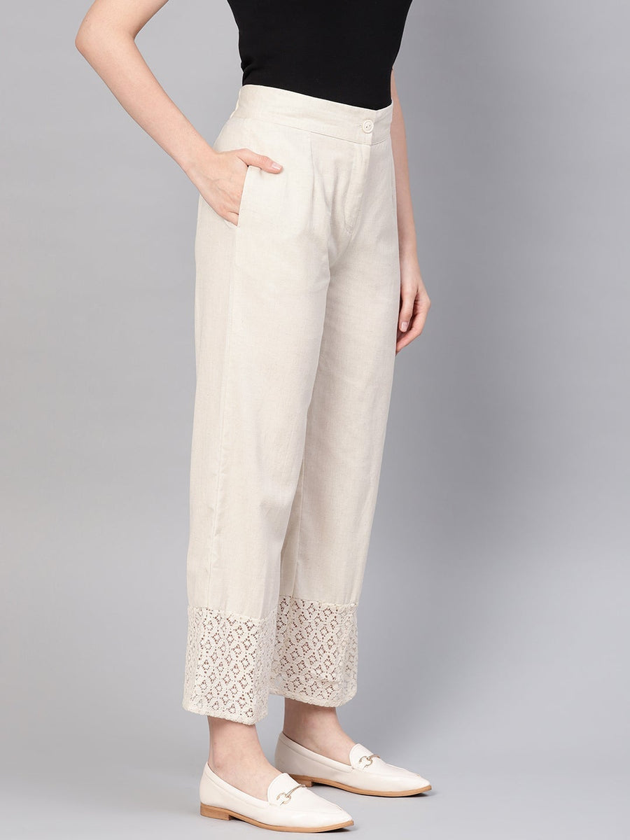 Buy Natural Cotton Flex Embellished Hakoba Pants Online in India ...