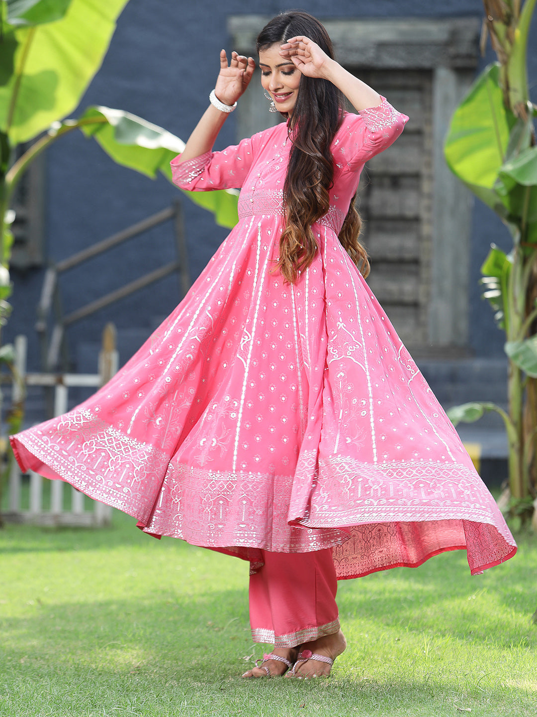 Pink 2024 anarkali kurta