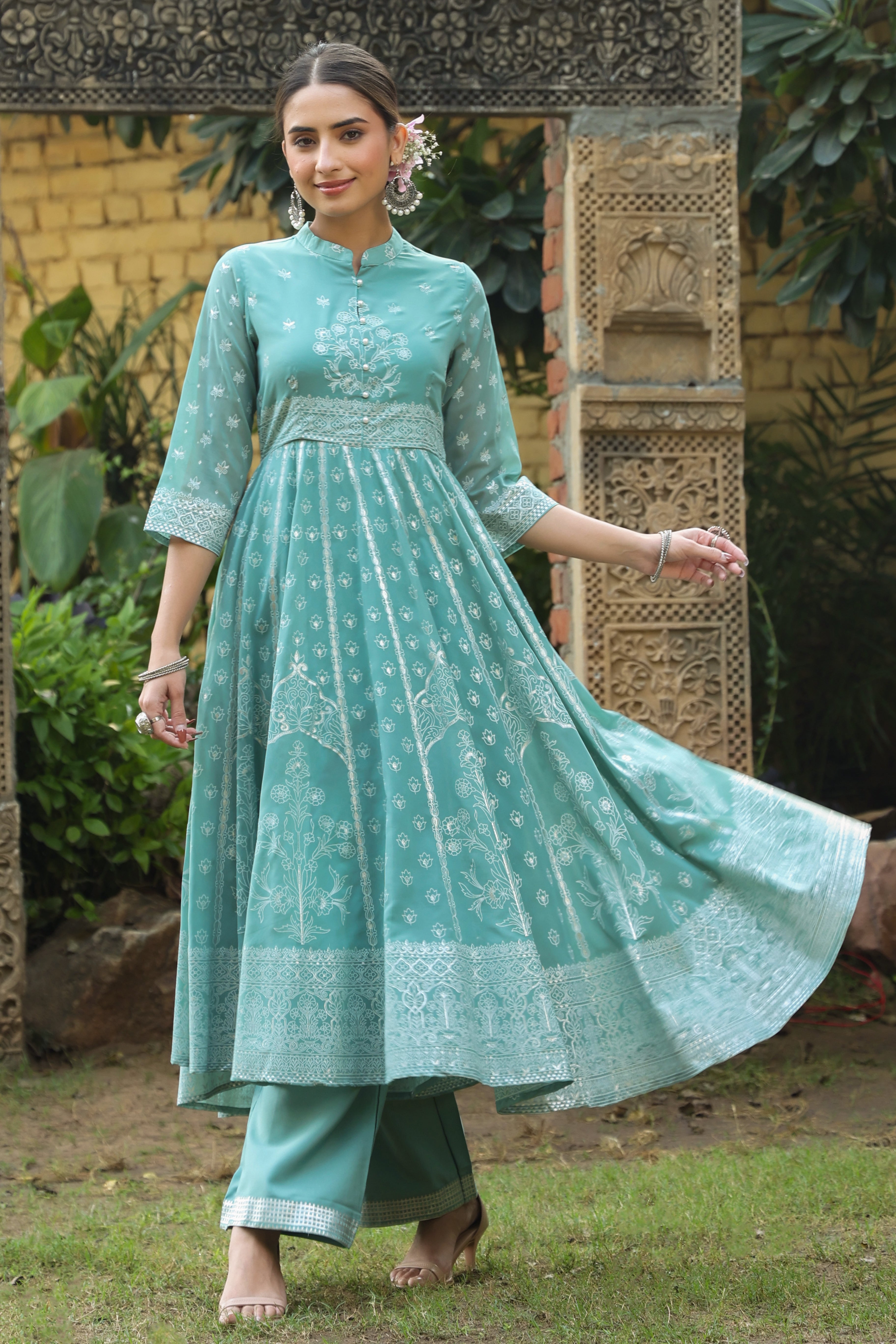 Georgette on sale anarkali kurtas